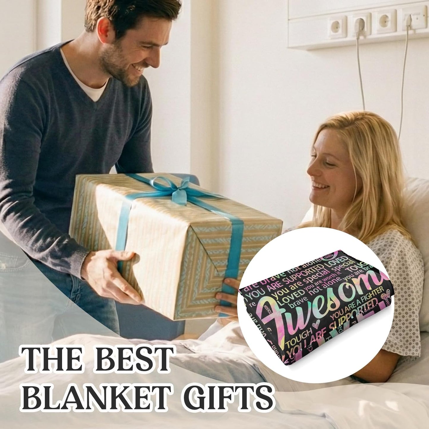 Get Well Soon Blanket – Super Soft Hug Throw for Post Surgery Recovery, Cancer Care & Hospital Gifts for Women & Men, Thinking of You Comfort Gifts 60"x50"