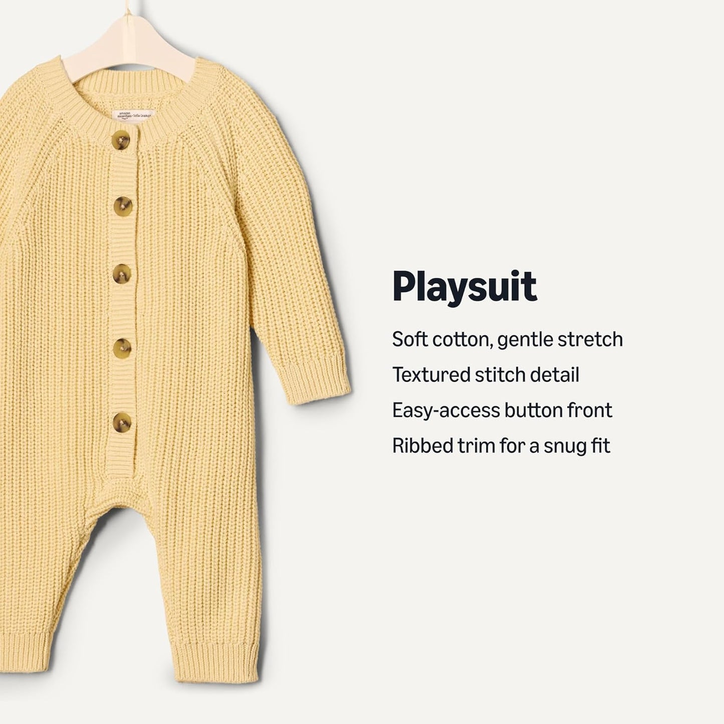 Amazon Essentials x Sofia Grainge Unisex Babies' Cotton Knit Playsuit