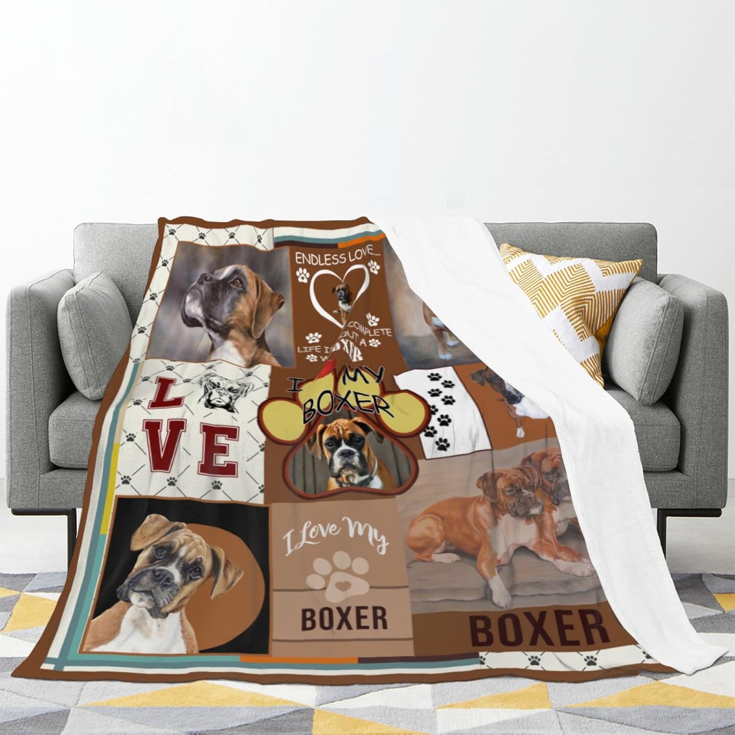 Air Conditioner Lightweight I Love My Boxer Blanket Flannel Fleece Blanket Ultra Soft Throw Blanket for Couch Living Room Bed (60''x50'', I Love My Boxer)