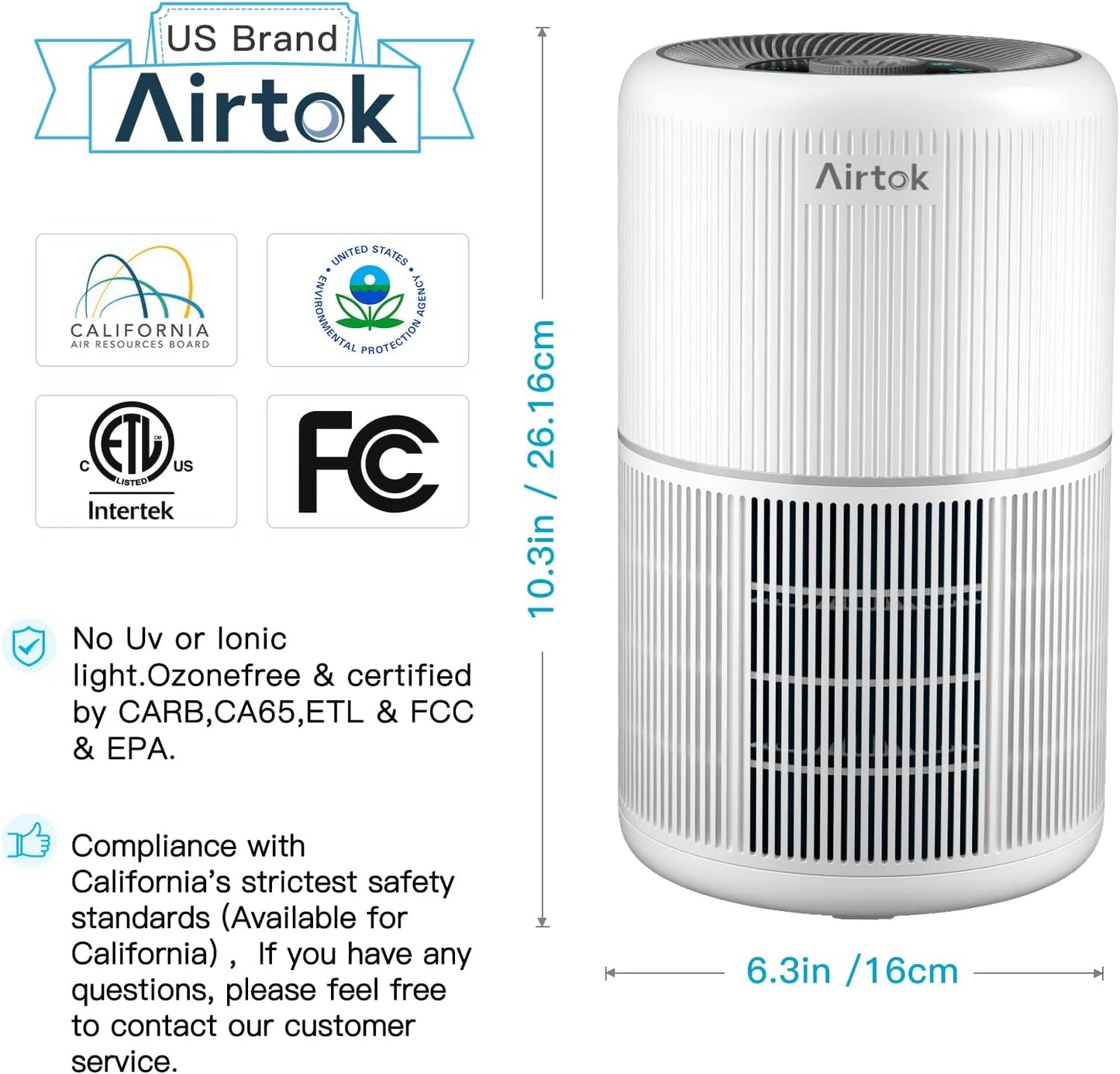2 Pack Air Purifier for Home Bedroom with H13 True HEPA Filter for Smoke, Smokers, Dust, Odors, Pollen, Pet Dander | Quiet 99.9% Removal to 0.1 Microns | White Available for California