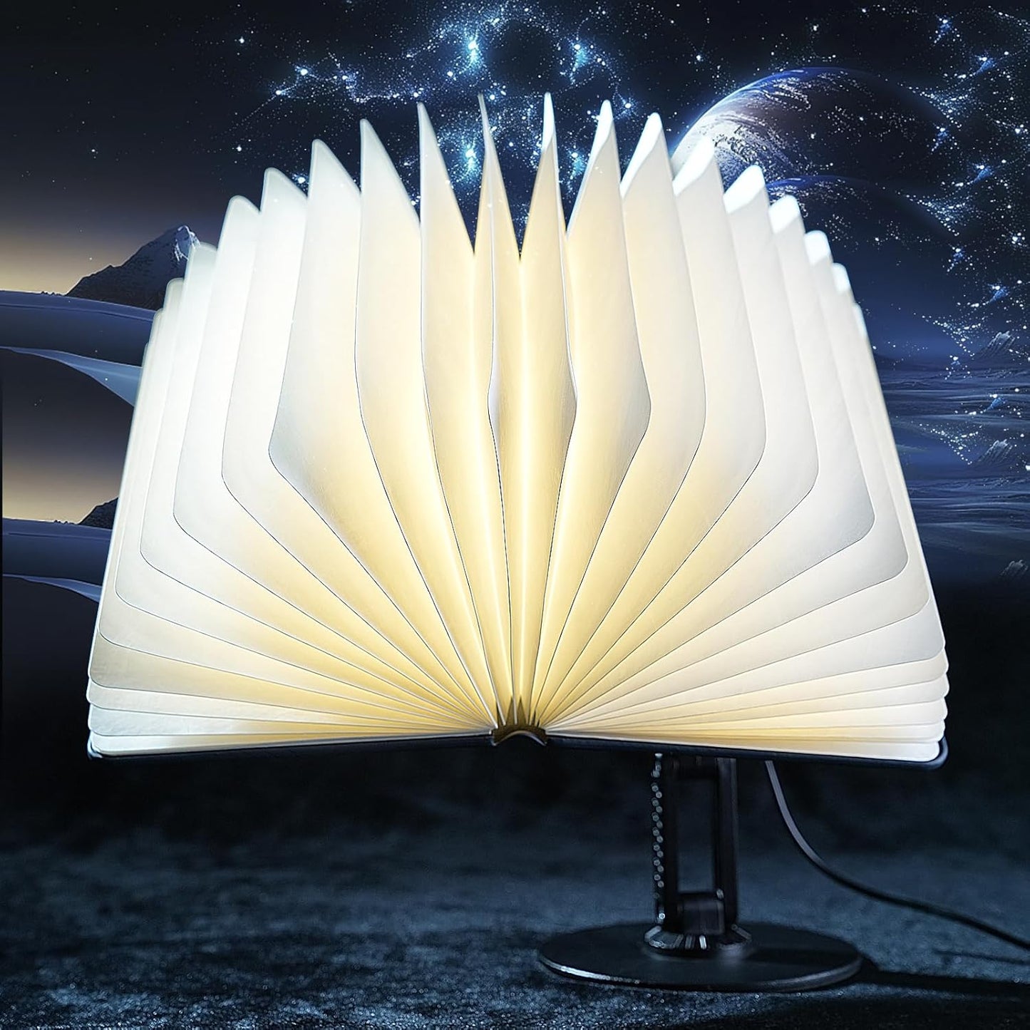 MagicBook Light - Smart Voice-Activated Book Lamp with Auto-Open/Close, Adjustable Stand & 10W RGB Desk Light for Home/Office Decor (Novelty Reading Lamp) (Art Deco 1)