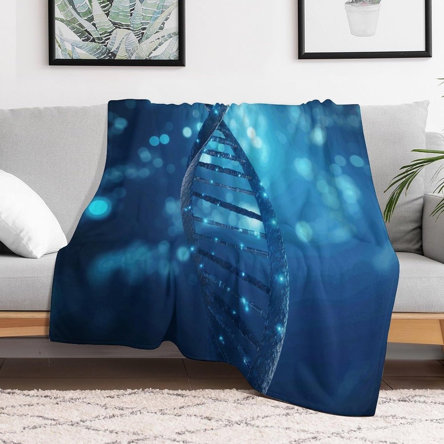 Blue Glowing Picture Throw Blanket for Couch Super Soft Warm Lightweight Throw Blankets Cozy Flannel Bed Blanket Cute Decorative Blankets for All Seasons Home Decor Gift 60"*80"（150 * 200cm）
