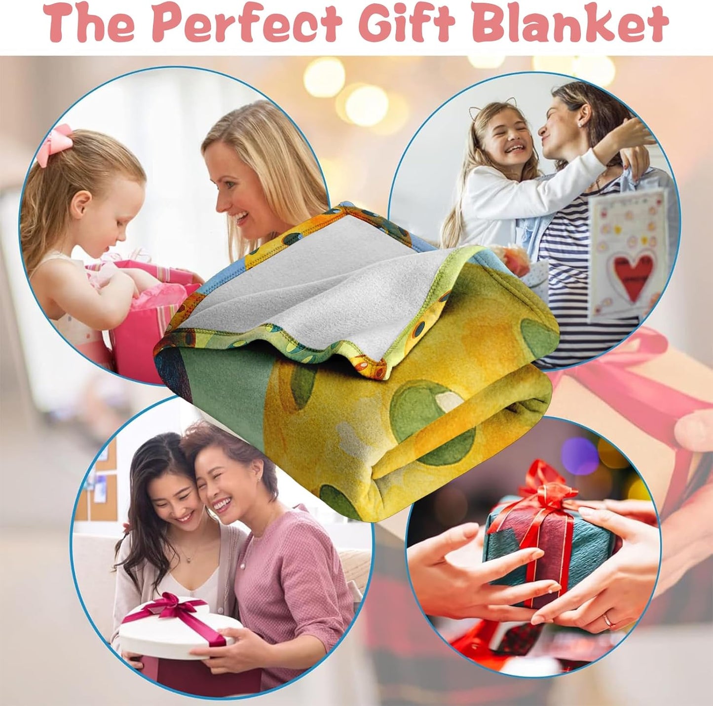 Pickleball Throw Blanket 60x50 – Soft Flannel Fleece, Watercolor Ombre All-Over Ball Print, Lightweight Room Decor for Couch or Bed – Gift for Players, Machine Washable