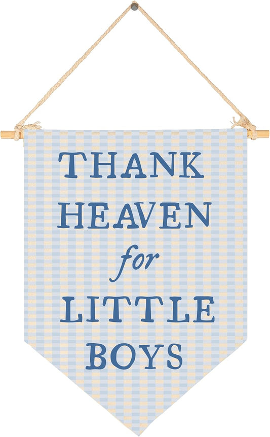Nursery Playroom Reading Room Bedroom Wall Decor Gifts for Boy Kids-Baby,Shower Christmas Gift-Canvas Banner Pennant Prints Poster Flag Sign Wall Art-Thank Heaven for Little Boys