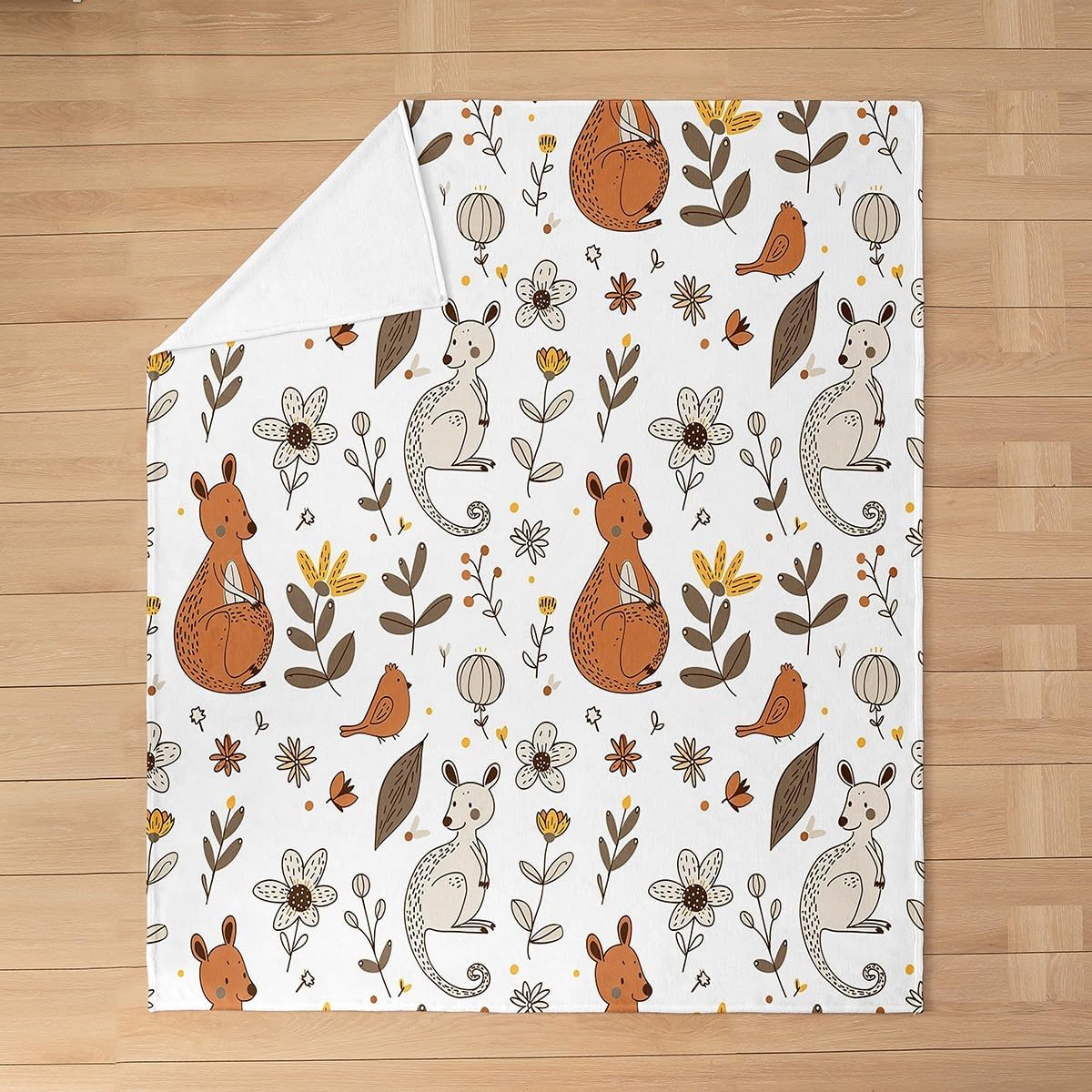 Feelyou Kangaroo Plush Throw Blanket Baby 30"x40" Kids Cute Wild Animal Flannel Fleece Blanket for Sofa Couch Boys Girls Australia Animal Bed Wild Kangaroos Decor Room Decor