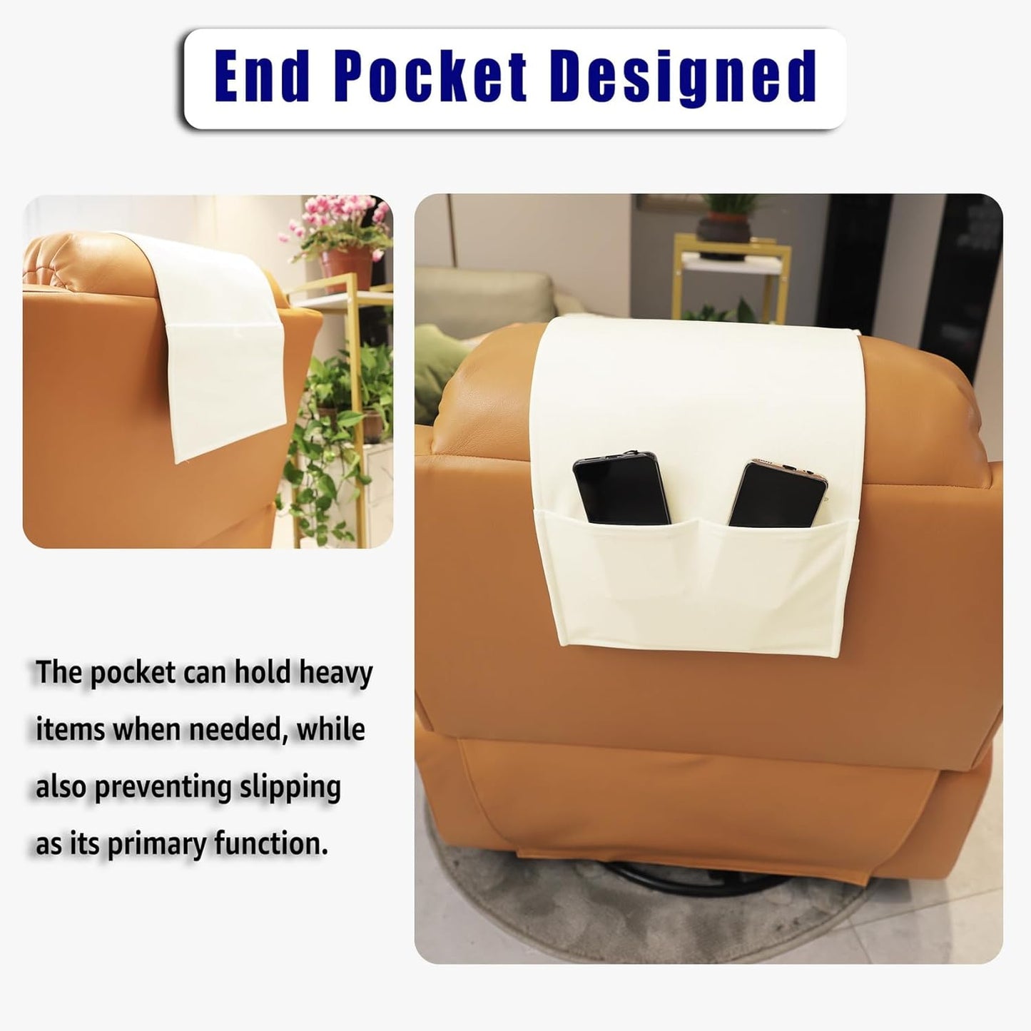 Non-Slip Head Pillow for Recliners - Neck Support Cushion with Velvet Cover for Pain Relief at Home, Office and Travel (Ivory)