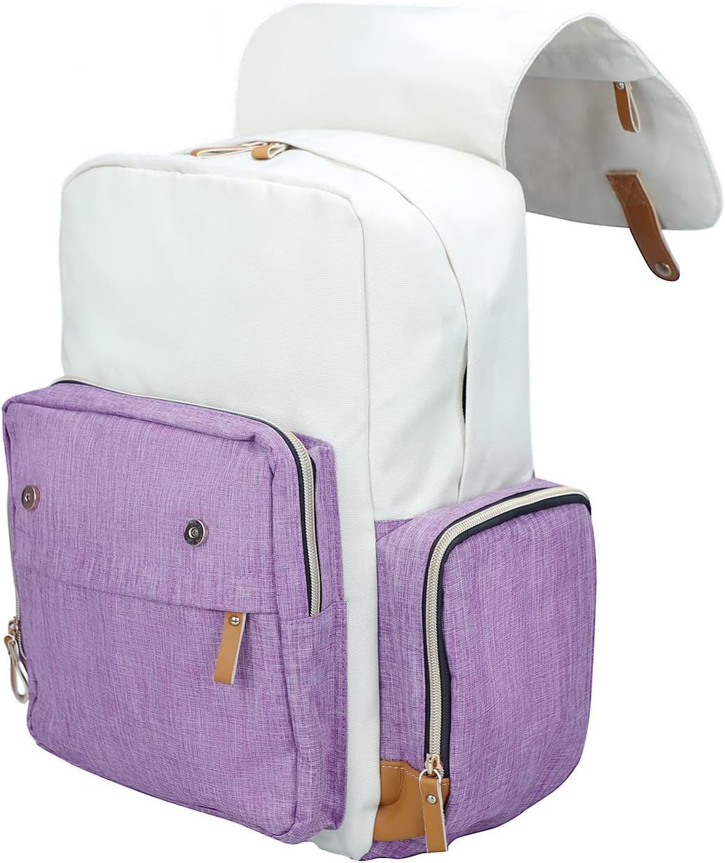 Ramhorn Diaper Bag Multifunction Travel Backpacks for Mom with Insulated Pockets and Laptop Compartment, purple