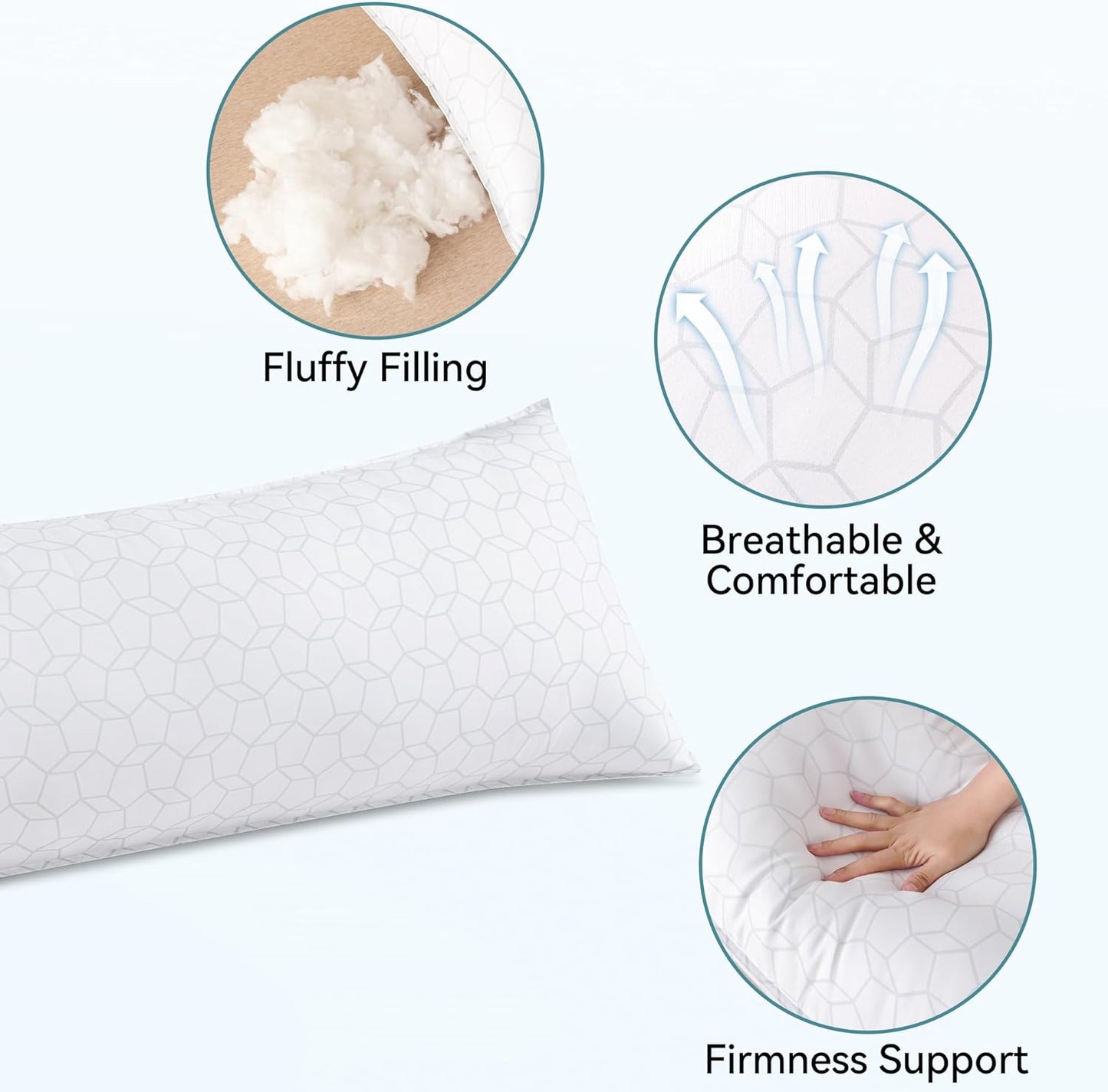 Oubonun 21x54 Full White Body Pillow for Adults, Big Long Bed Pillow for Sleeping, Premium Firm Body Support Pillows for Side Sleepers