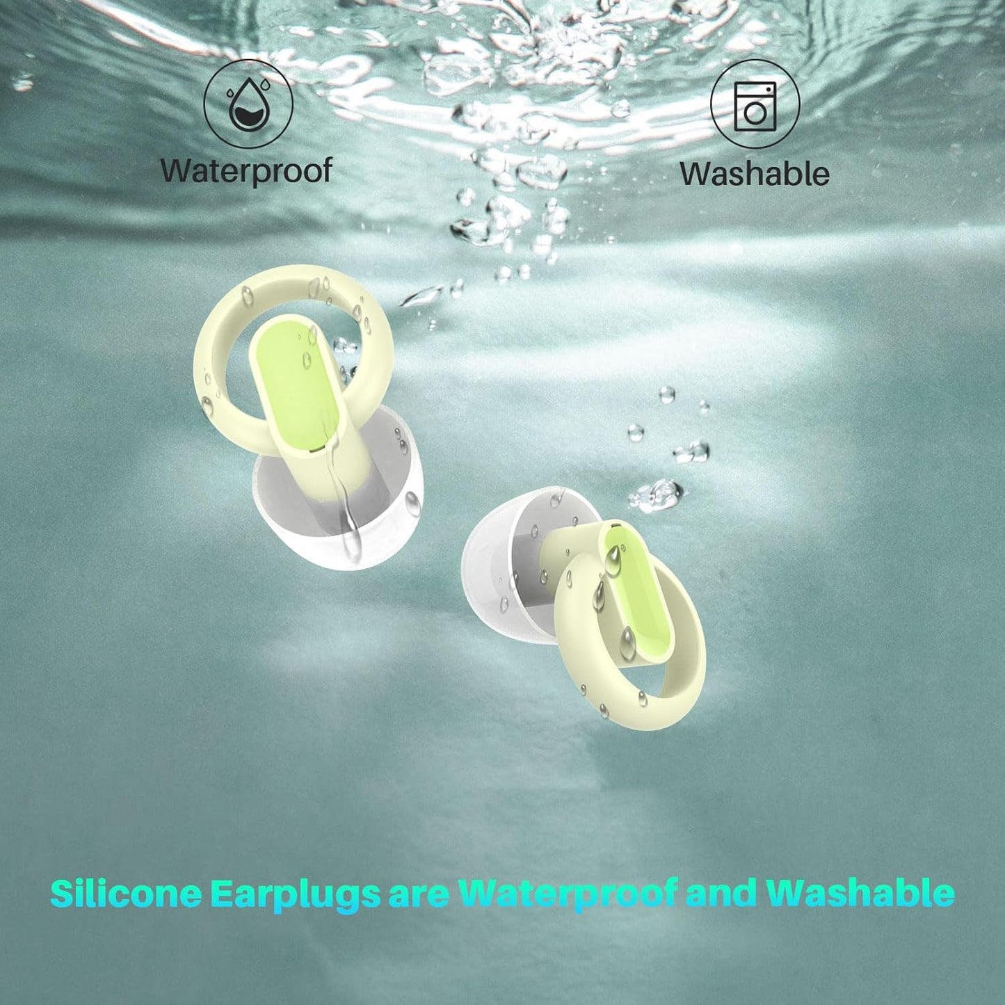 Hopihe Concert Ear Plugs, High Fidelity Afterglow Glow in Dark Noise Reduction Ear Plugs, Green Silicone Reusable Noise Cancelling EarPlugs for Concerts Work Sports Nightlife Hearing Protection - 29db