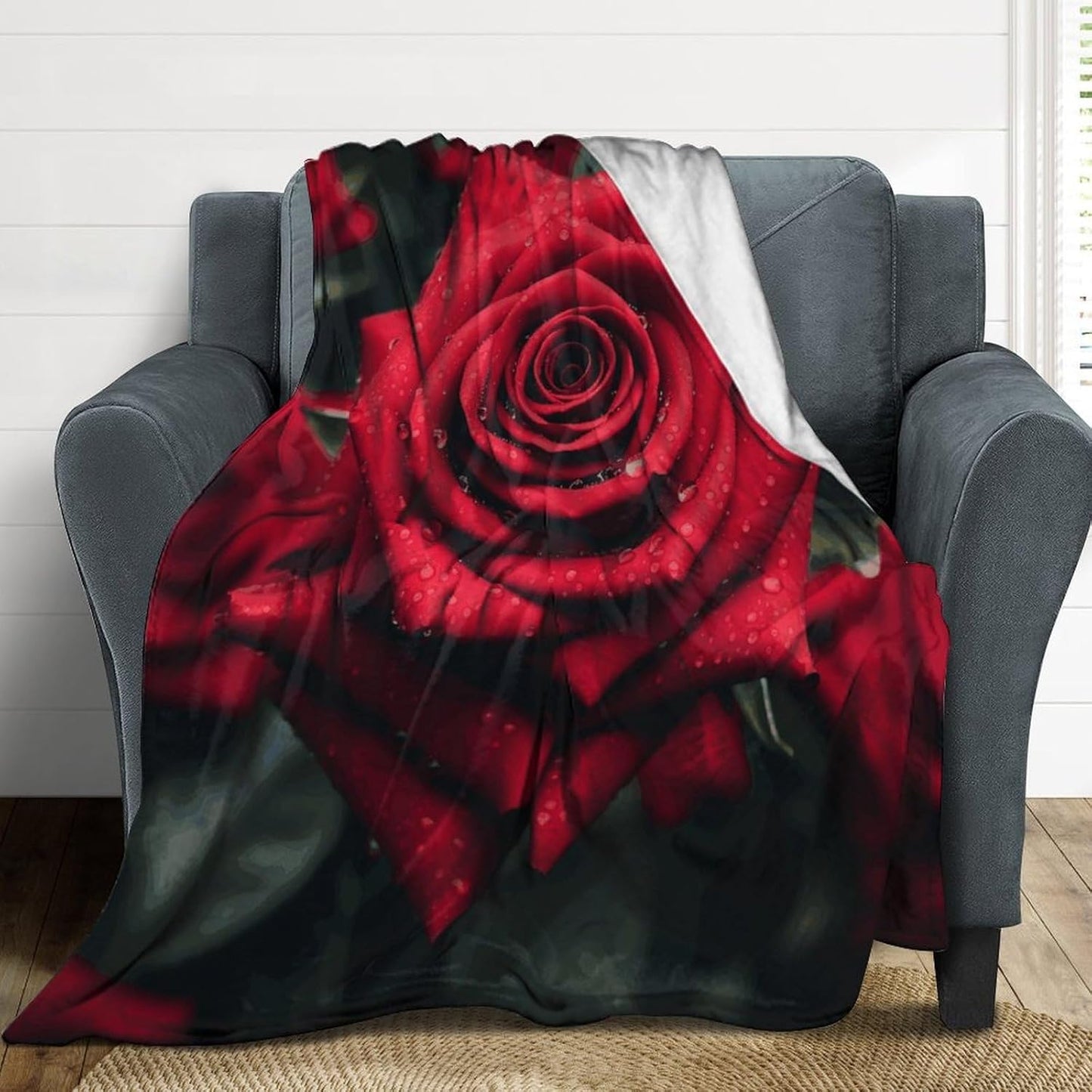Red Rose Blanket Super Soft Lightweight Throw Blanket Cute Cozy Warm Bed Blanket Decorative Fuzzy Blanket All-Season Home Decor Gift for Sofa Couch Living Room 50"*60"（130 * 150cm）