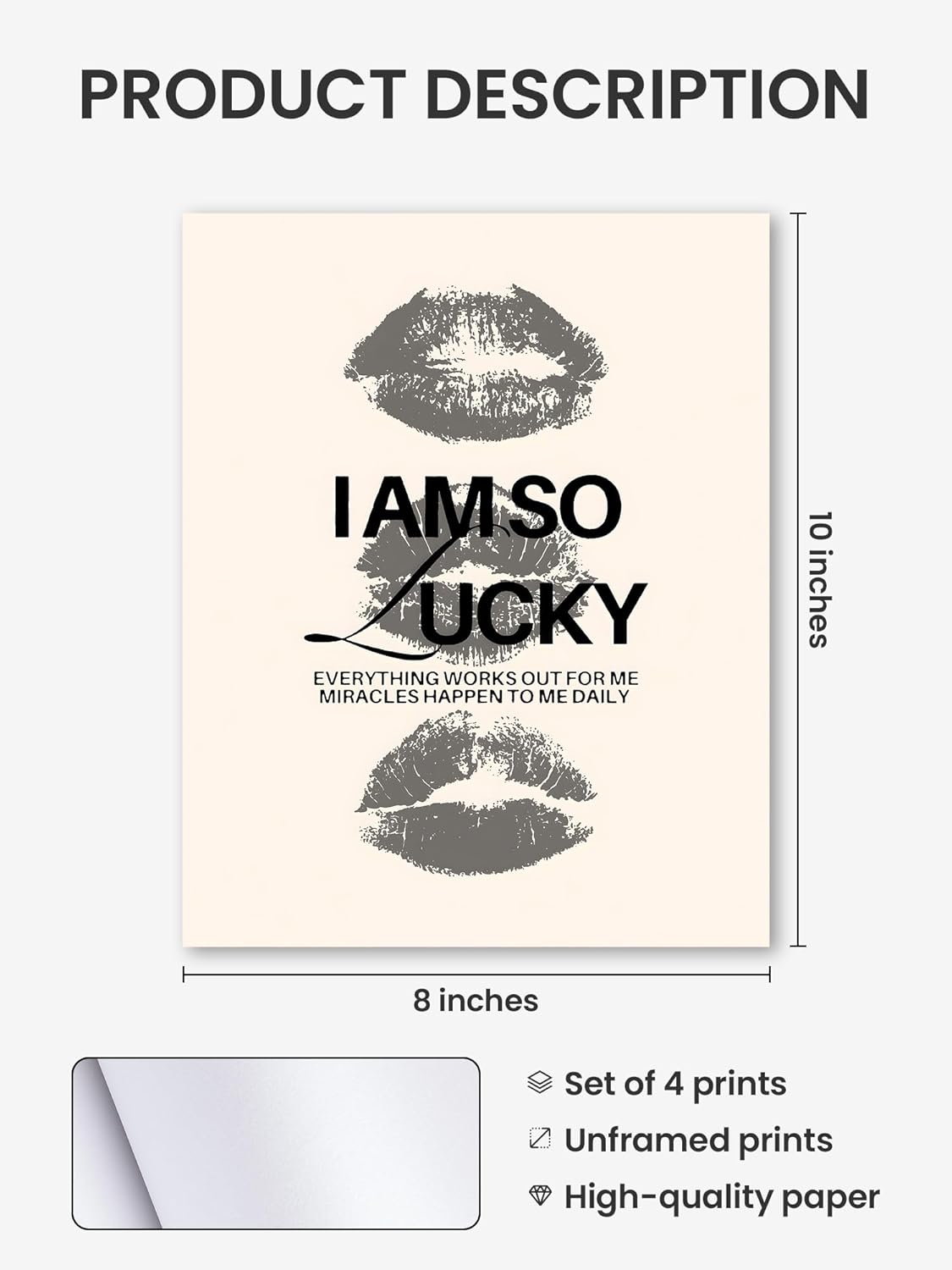 Trendy Leopard Print Lucky Girl 8 Ball Lips Cheetah Ace of Hearts Playing Card Wall Art Prints Set of 4, Funky Y2K Aesthetic Leopard Poster Wall Decor for Girls Room Dorm Apartment, 8x10 Unframed