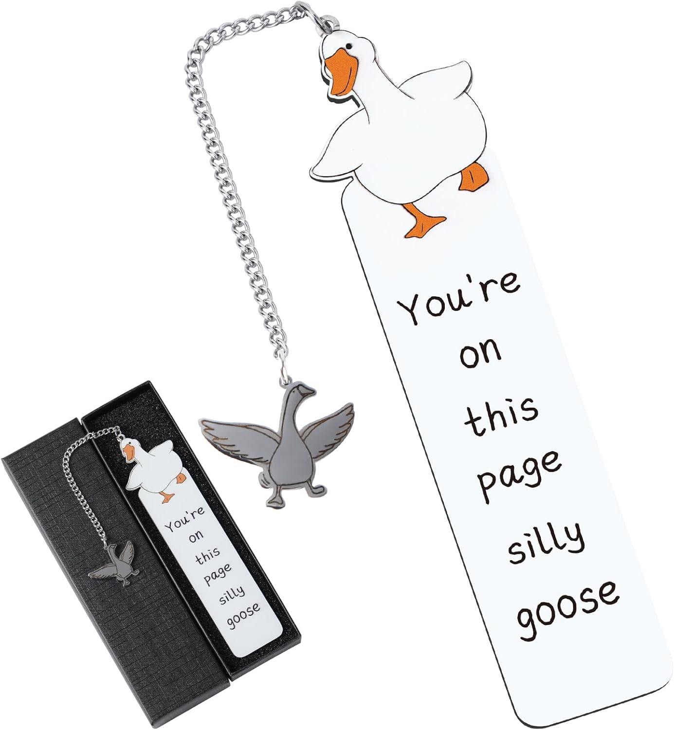 Funny Silly Goose Bookmarks - Cute Boo Basket Stuffers Book Mark Reading Accessories Women Girls Kids Bookish Lovers Metal Bookmark Practical Gifts College Students Back to School Birthday