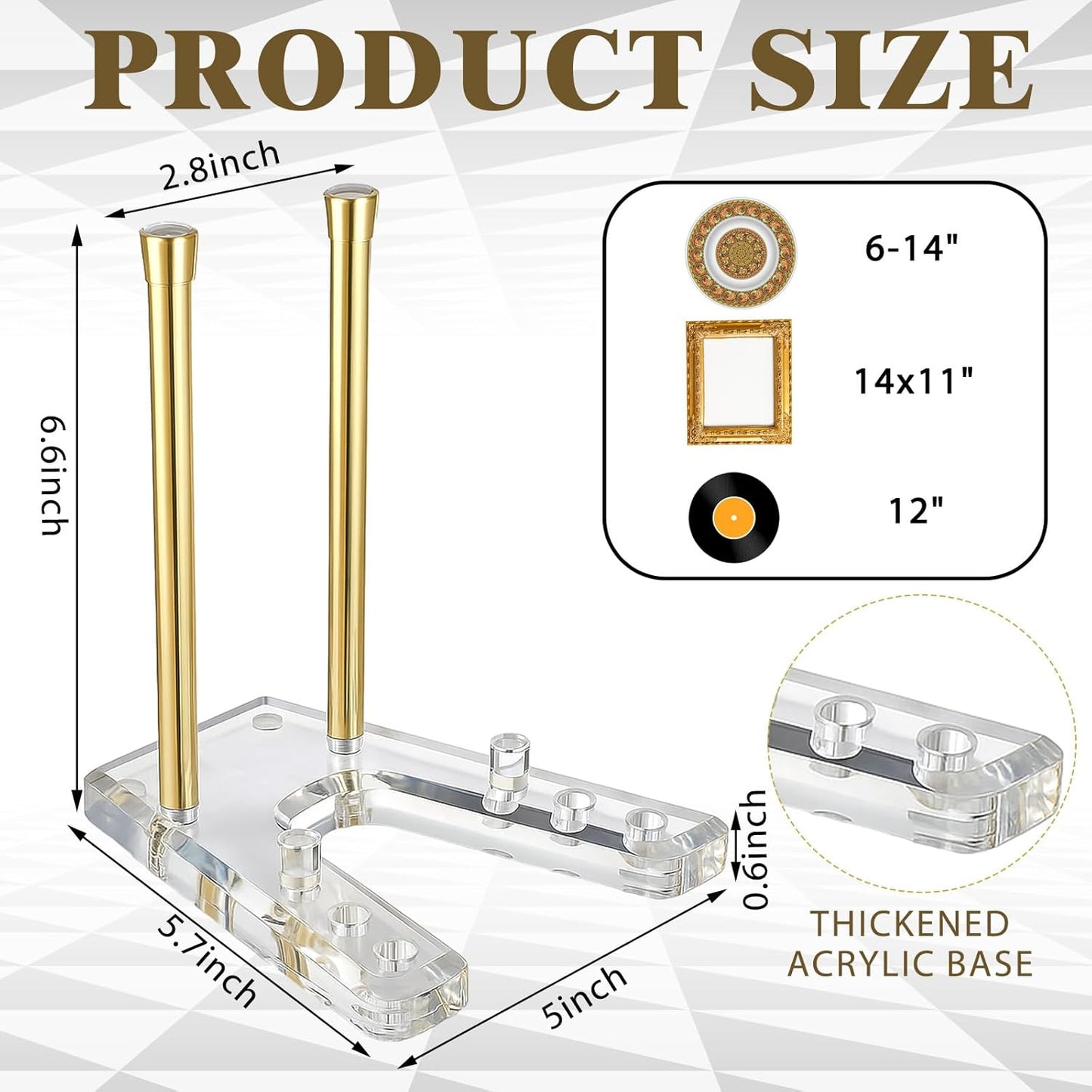 Novabright 2 Packs 6.5 Inch Acrylic Plate Stand for Display, Clear Plate Easel Holder Tabletop Stand for Decorative Plates, Books, Records, Plaques, Photos, Platters, Tabletop Art
