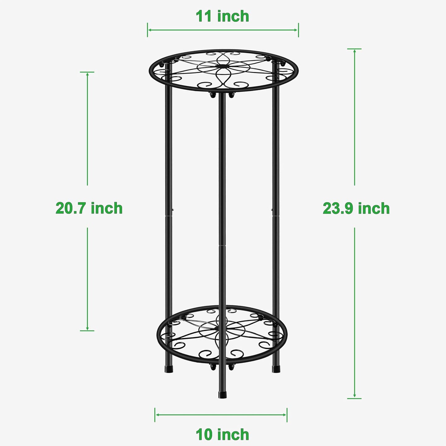 CASIMR Plant Stand Indoor Outdoor, Metal Rustproof Flower Shelf 2 Tier 23.9 inch, Tall Multiple Plant Pot Holder Rack for Garden Patio Living Room Corner Balcony, Black