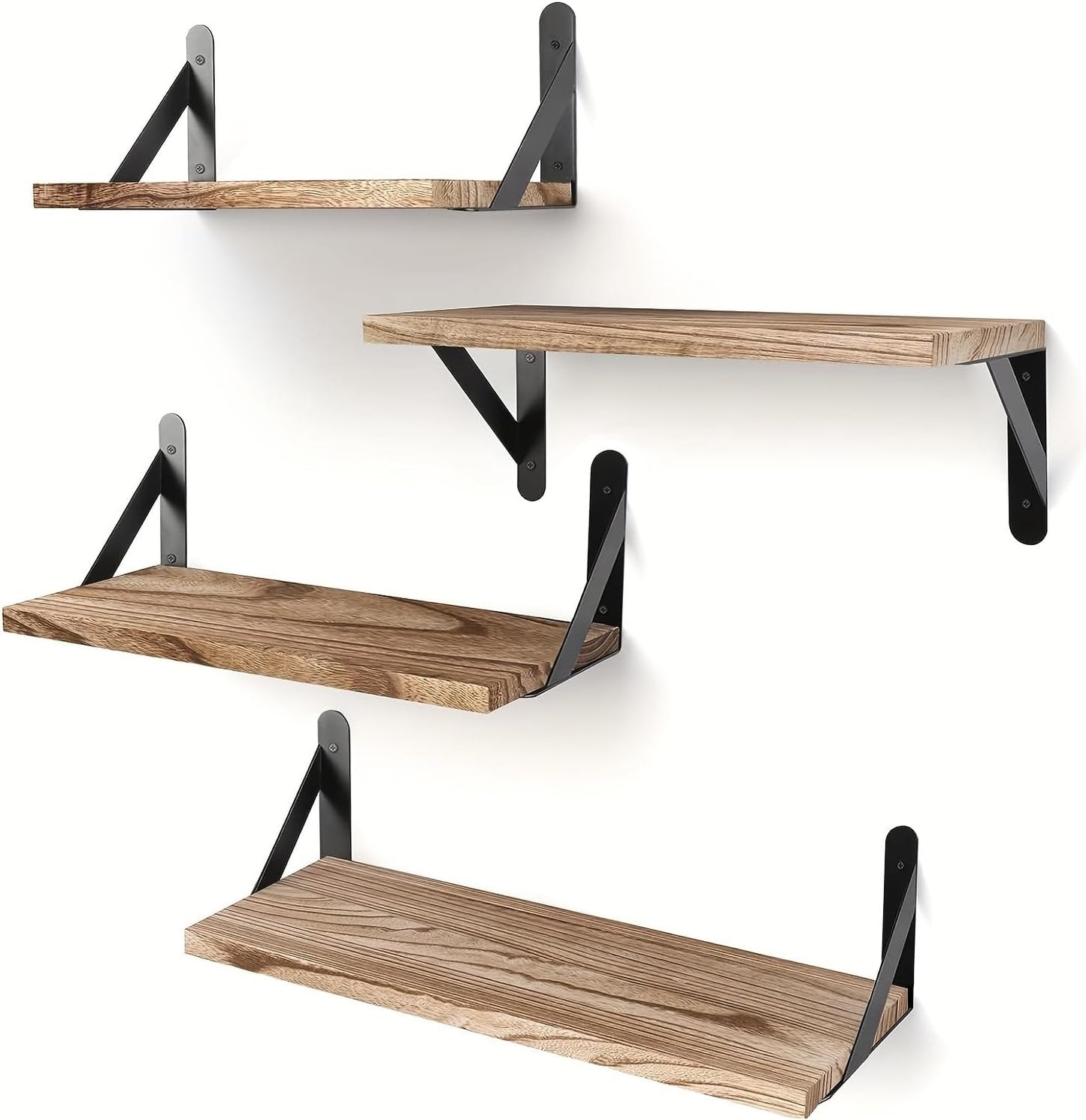 Liu Ying Rustic Wood Wall-Mounted Shelf - Multi-Purpose Floating Shelf for Bathroom, Bedroom, Kitchen, Living Room - Decorative Storage Organizer for Books & Home Decor - Space-Saving Design (Walnut)