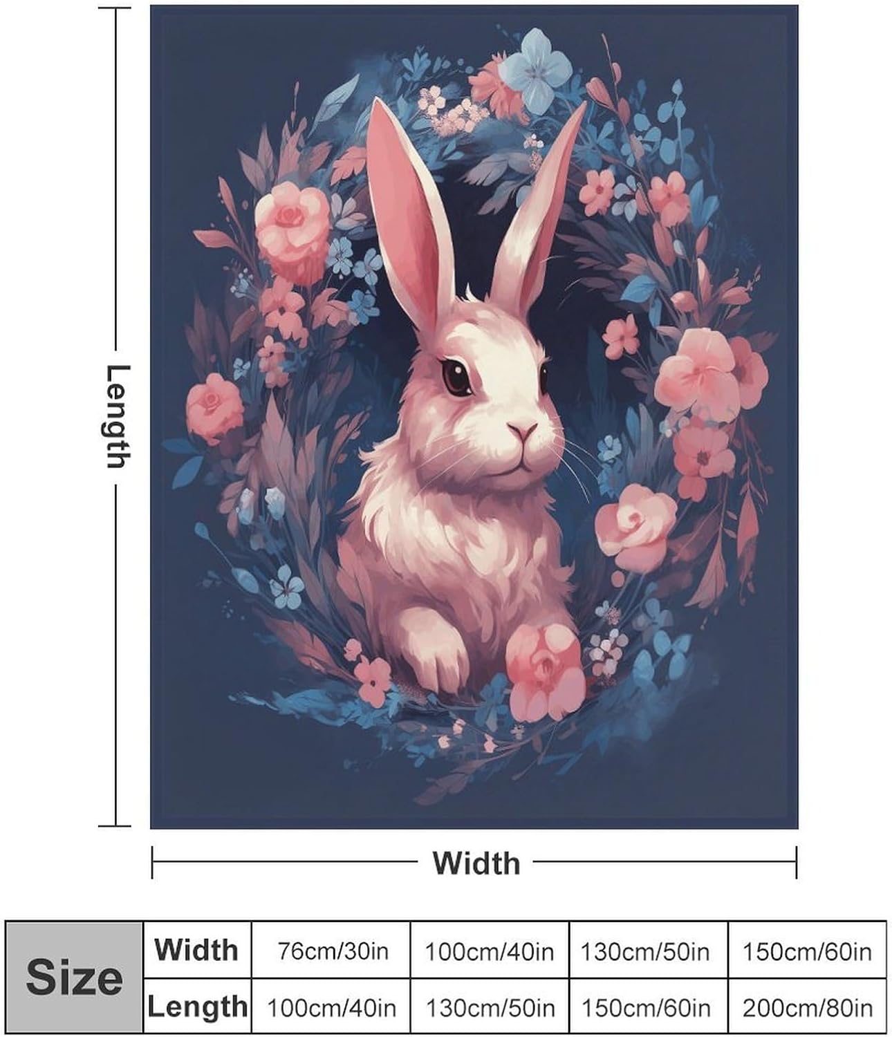 Rabbit in Garland Throw Blanket for Couch Super Soft Warm Lightweight Throw Blankets Cozy Flannel Bed Blanket Cute Decorative Blankets for All Seasons Home Decor Gift 30"*40"（76 * 100cm）