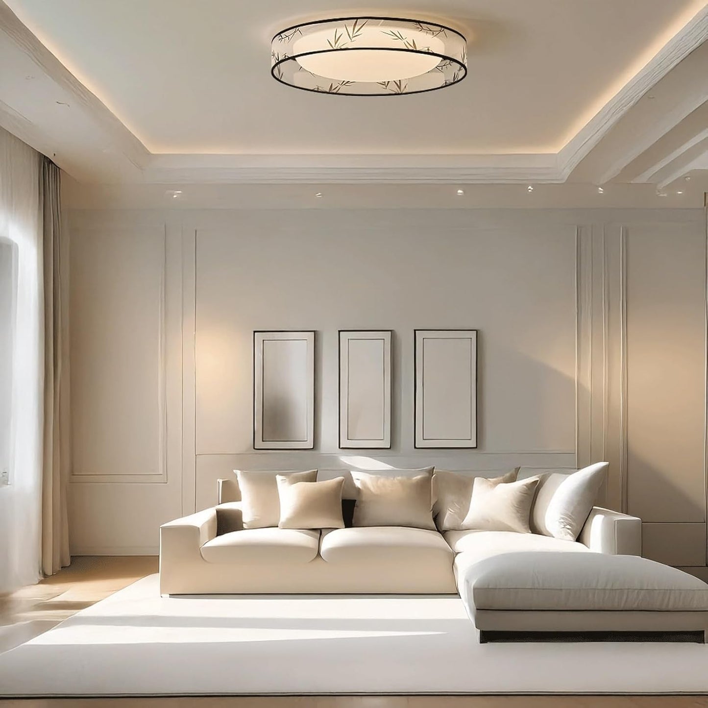 Ceiling Light Modern Metal Base Fabric Acrylic Shade Flush Mount Ceiling Lamp LED Retro Flush Mount Light for Bedroom Living Room Decor Interior Home Decor Fixture Close to Ceiling Lighting