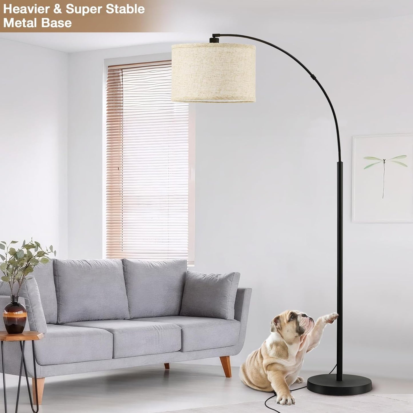 71" Arc Floor Lamps for Living Room, Standing Lamp with Adjustable Head, Tall Pole Lamp with Foot Switch, Arched Reading Light for Bedroom, Office, 9W Adjustable Color Temperatures Bulb Included