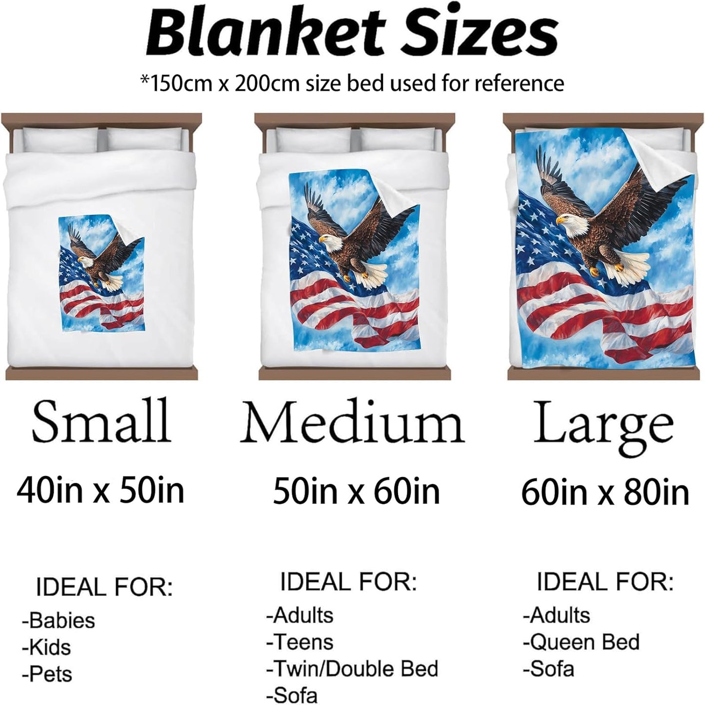 Patriotic Eagle Blanket - Soft & Cozy Warm Flannel Throw - Plush Lightweight Blankets for Travel, Sofa, Bedroom, Office - Gifts for Adults Women Kids - for All Seasons 50"×40"