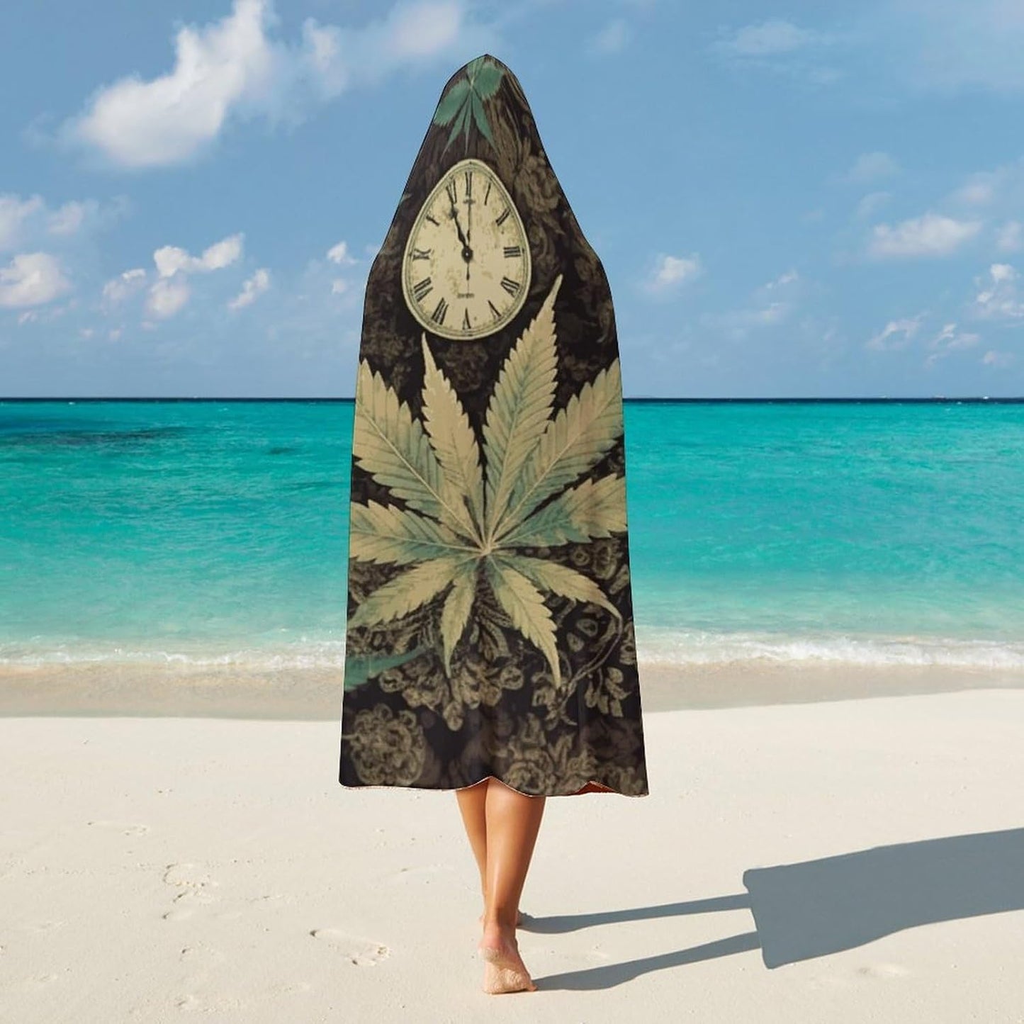 A Puff in Time Weed Marijuana Wearable Hoodie Blanket for Women Men Fleece Blanket with Hood Oversized Warm Cozy Gifts