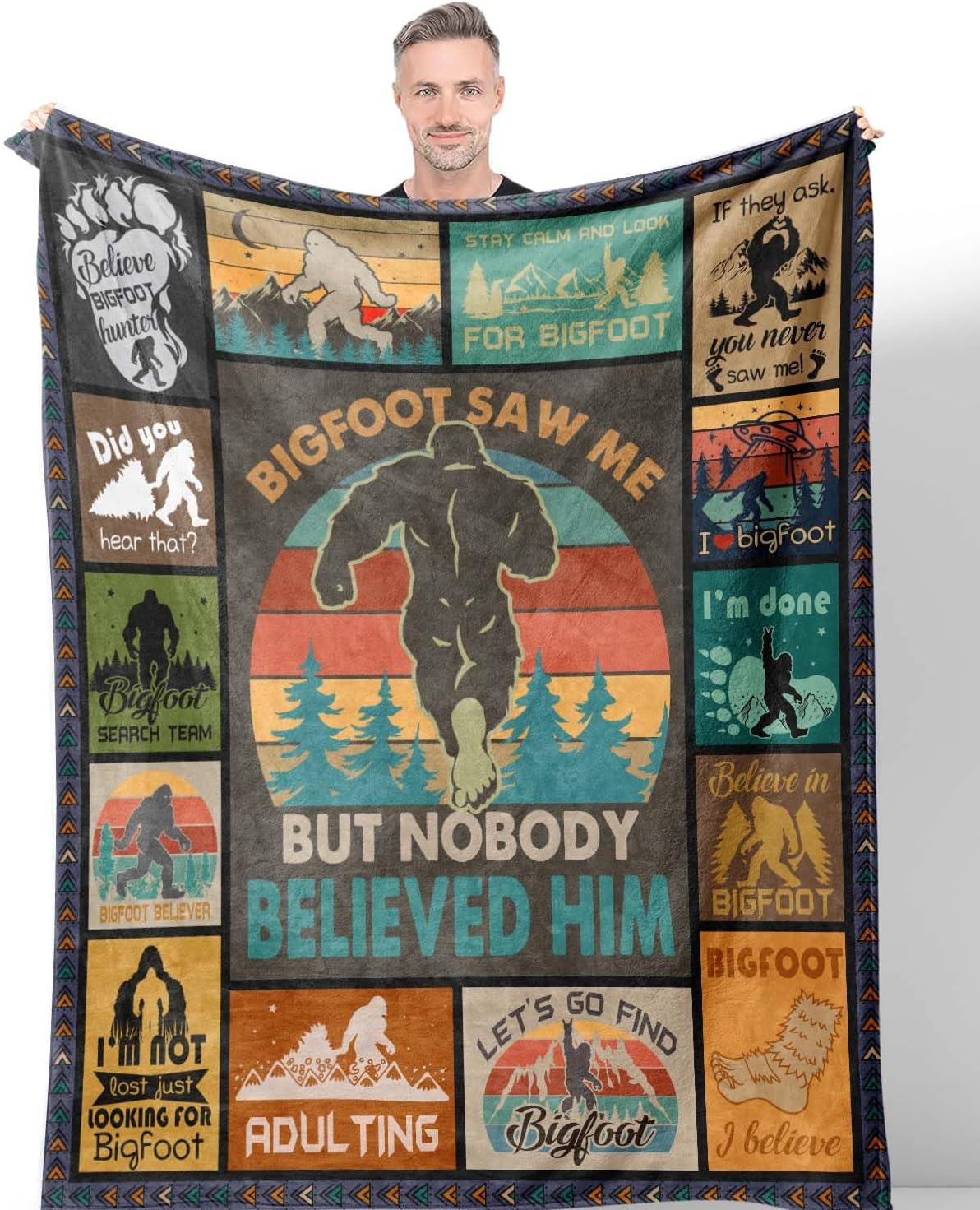 Bigfoot Gifts, Sasquatch Gifts, Big Foot Sasquatch Gifts, Bigfoot Gift for Men Women, Birthday Gift for Sasquatch Lovers, Big Foot Gifts Blanket 80" x 60"