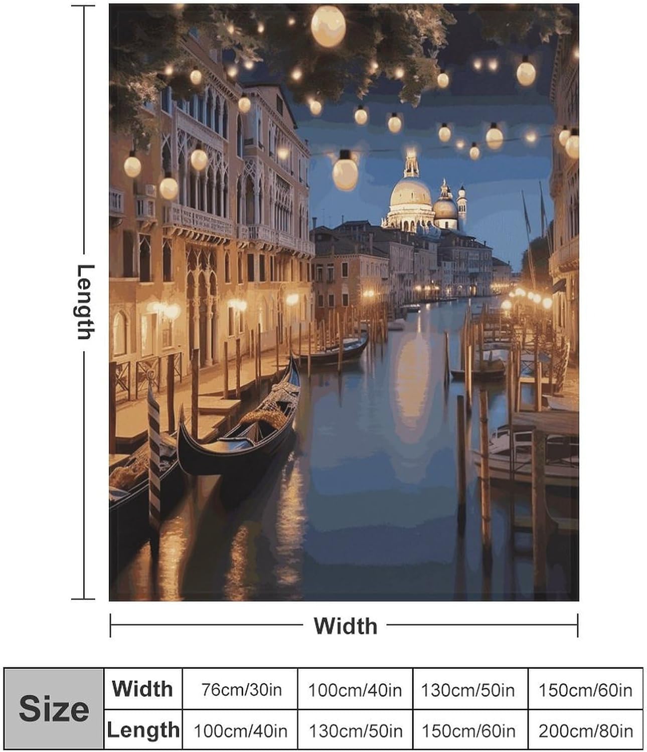 Beautiful Venice at Night Throw Blanket for Couch Super Soft Warm Lightweight Throw Blankets Cozy Flannel Thick Warm Blanket Decorative and Giftable Blankets Suitable for All Seasons