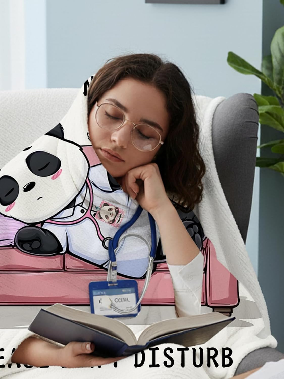 Nurse Appreciation Gifts for Women, Nurses Week/Day Gift for Her, Nursing Graduation Gifts - Funny Flannel Panda Blanket, LPN RN Birthday Gift for Nurses Practitioner Nursing Student, 80" x 60"