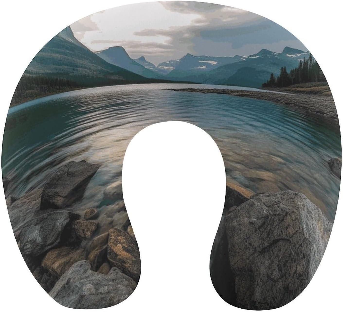 Glacier National Park Neck Pillow Memory Foam U Shaped Pillows Portable Pillows for Shoulder Travel Head Support Pillow with Concealed Zipper for Airplane Car Home Office