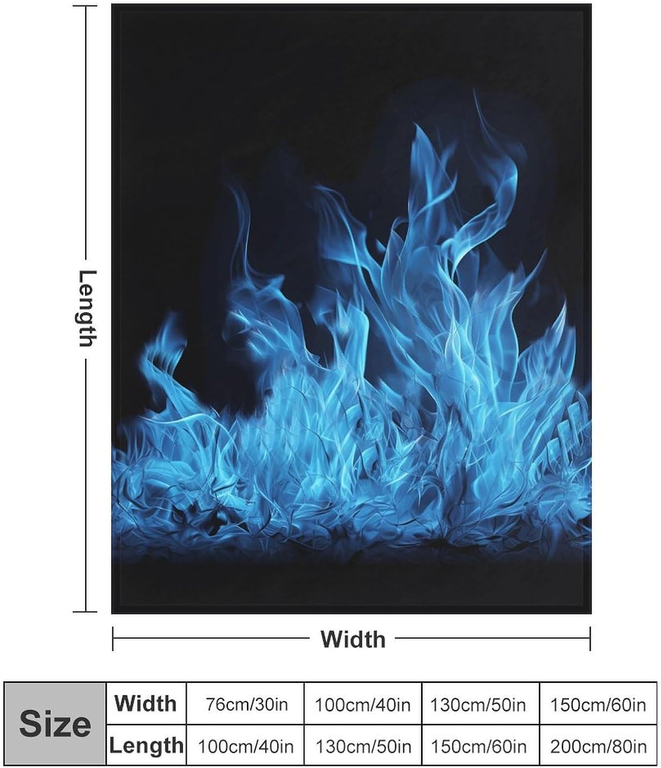 Blue Flame Blanket Chunky Fluffy Fuzzy Bed Blankets Cozy Soft Warm Winter Blankets Anti-Pilling Flannel Throw Blanket for Couch Living Room Bedroom Multiple Size