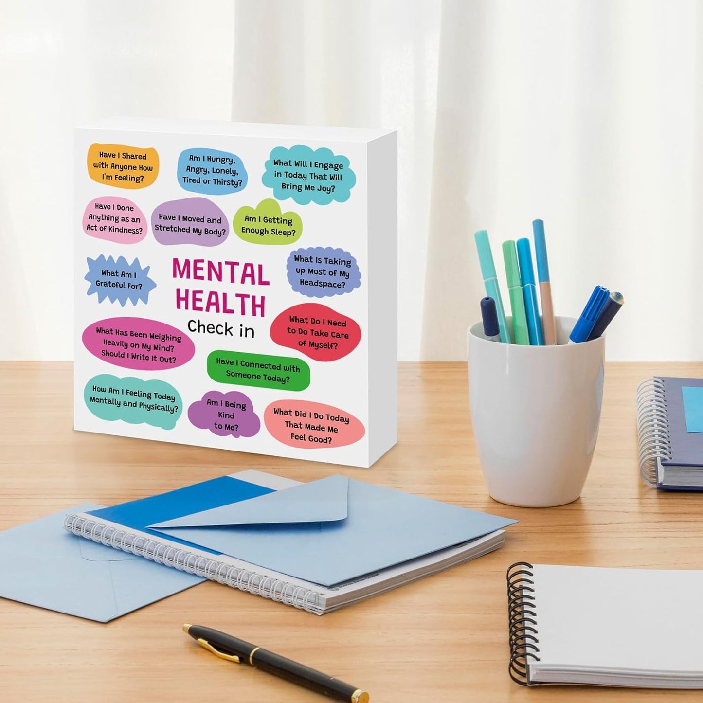 Therapy Office Desk Decor Wooden Box Sign Mental Health Gift School Counselor Gifts Therapist Gifts for Women Health Inspirational Gift for Friends Coworkers Counselor Psychologist Wooden Box Sign