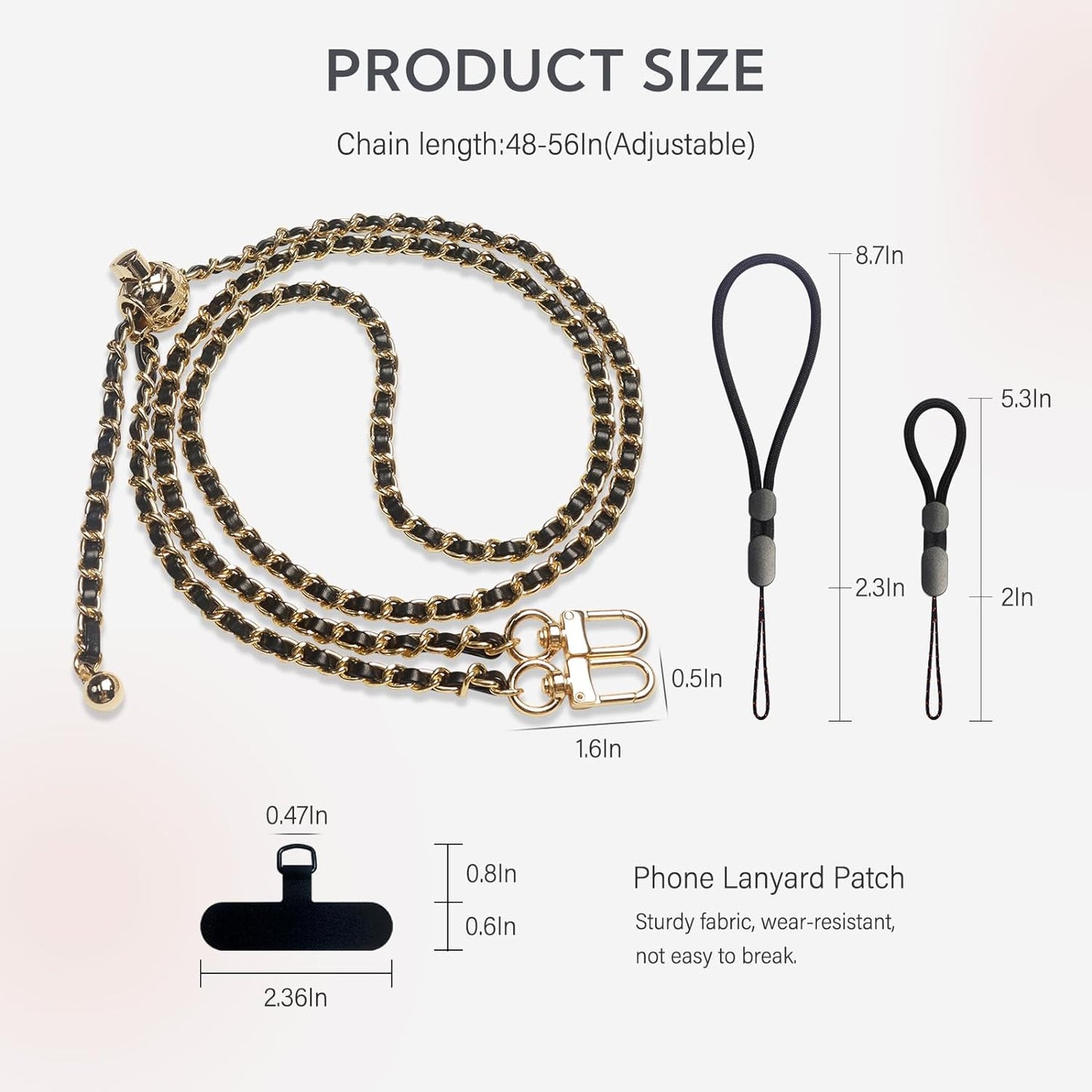 BFSDDM Crossbody Phone Strap - 2 Pads, Leather & Wrist Strap, Adjustable Finger Strap, Universal Phone Lanyard