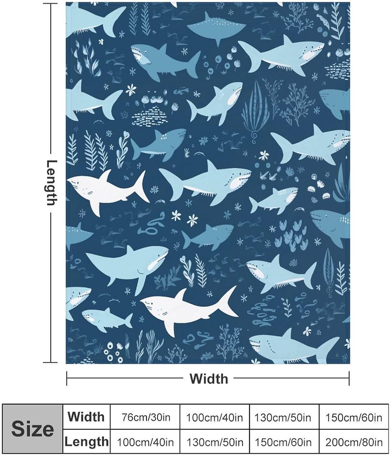 Sharks Blanket Super Soft Lightweight Throw Blanket Cute Cozy Warm Bed Blanket Decorative Fuzzy Blanket All-Season Home Decor Gift for Sofa Couch Living Room 50"*60"（130 * 150cm）