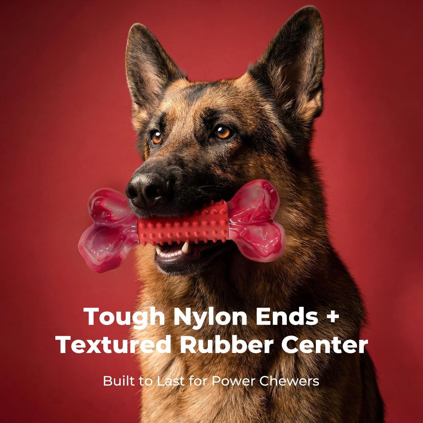 Apasiri Tough Dog Toys for Aggressive Chewers Beef Flavor: 8" Dog Chew Bone for Large Breed, Nylon & Rubber Chew Toy for Medium Large Dogs