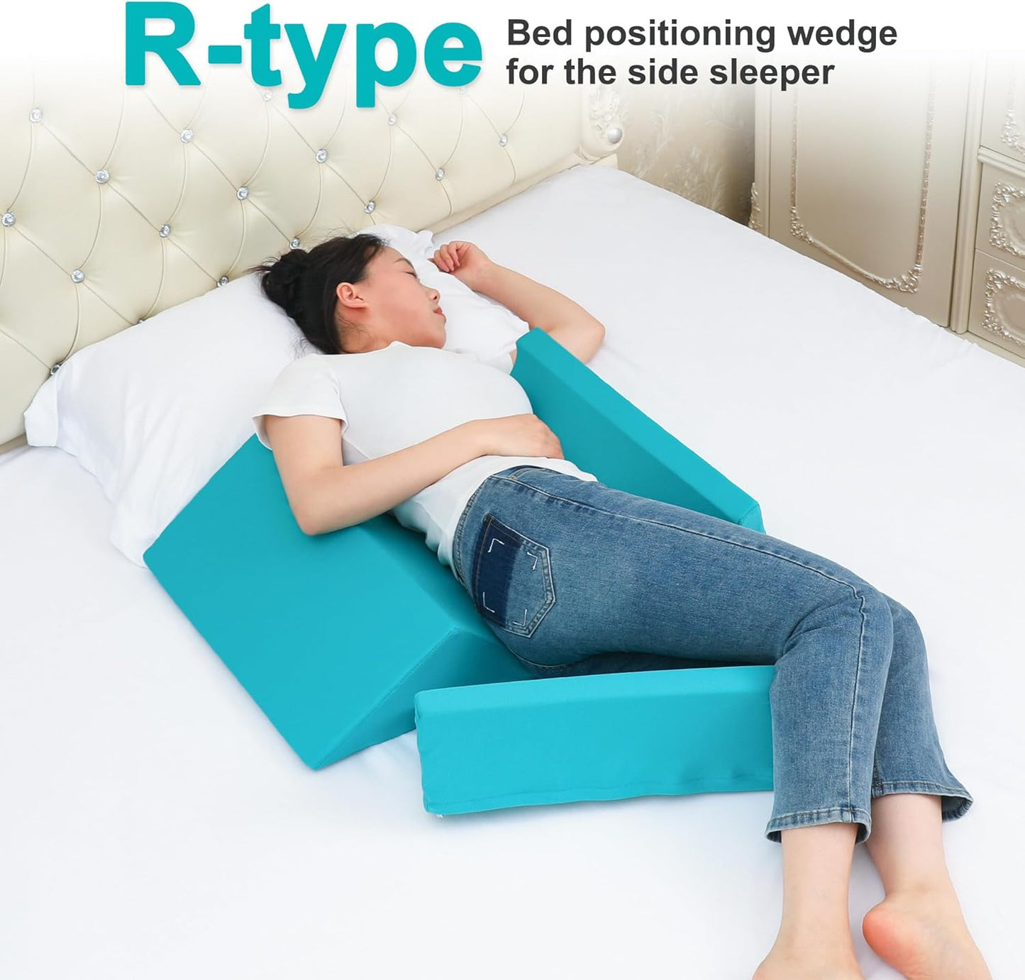 3-in-1 Side Wedge Pillow,Wedge Pillow for Back Pain Relief,Foam Wedges for Positioning in Bed,Positioning Wedges for Bed Sores,for Seniors,Caregivers,Side Sleepers,After Surgery,Green