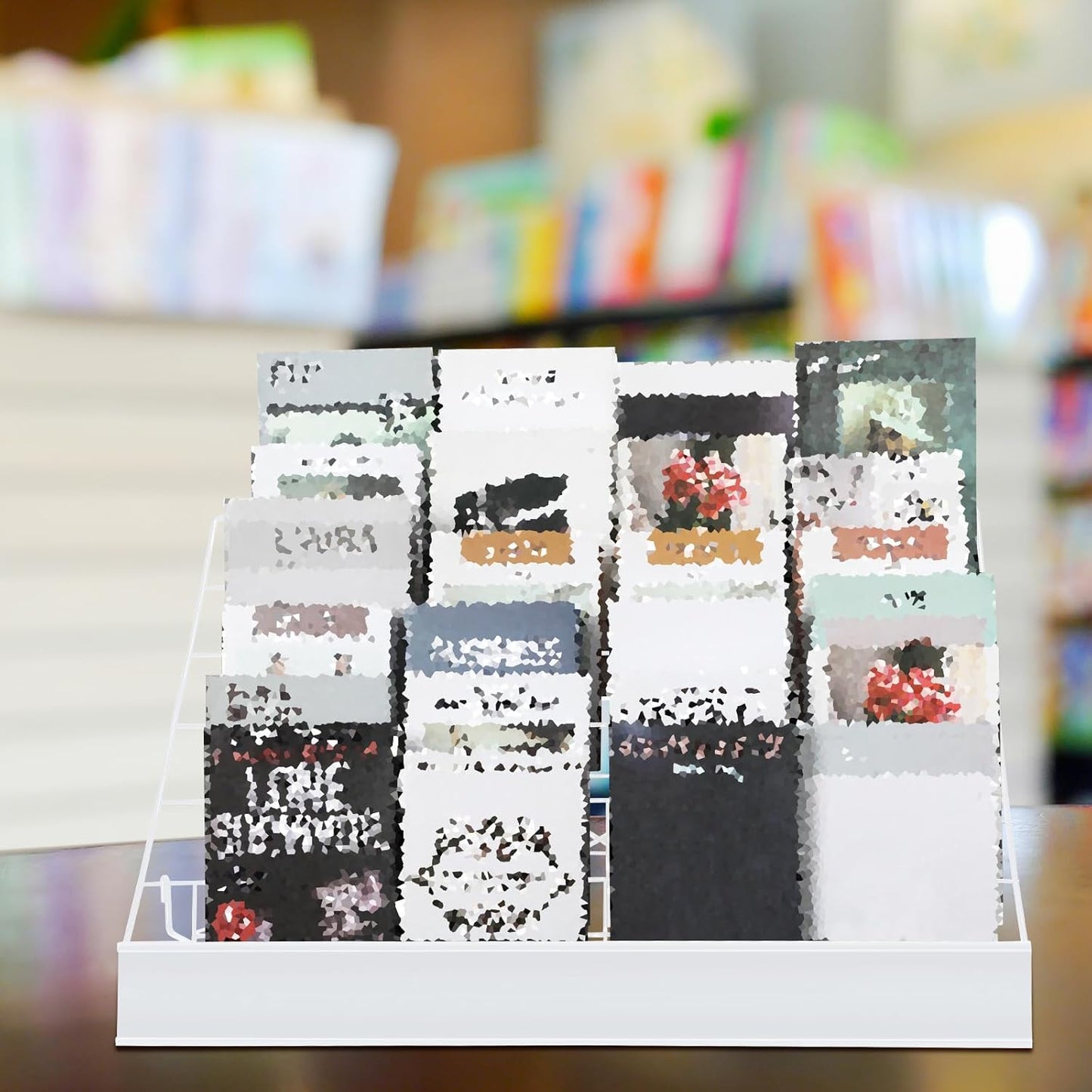 Queekay 6 Tier Wire Countertop Rack Comic Book Rack Wide Tabletop Display Magazine for Book Brochure Literature Greeting Card Shelf Holder Stand (White)