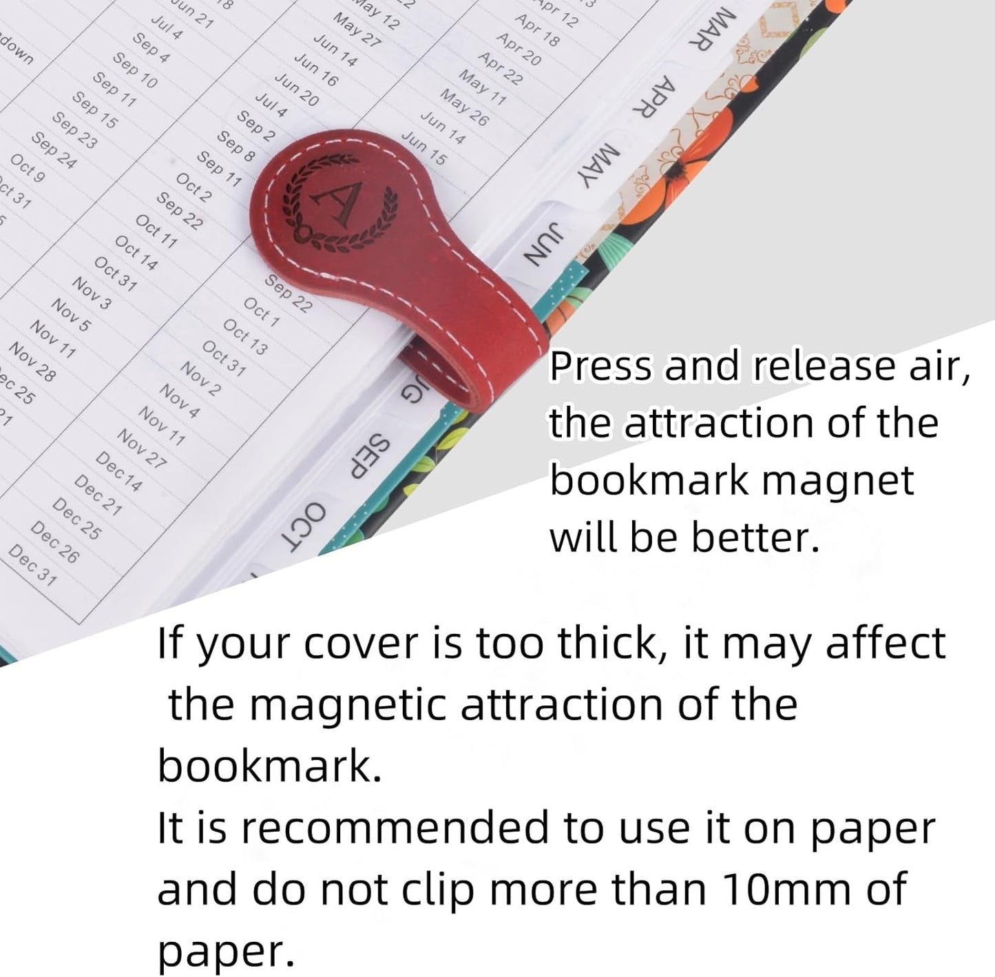 Nerien Personalized Magnetic Leather Bookmark, Engraved Letter Weighted Vintage Genuine Book Markers for Reading Women, Writers Poets Initial Gift for Book Lovers Reader Men Kids Boys Girls (J, Red)