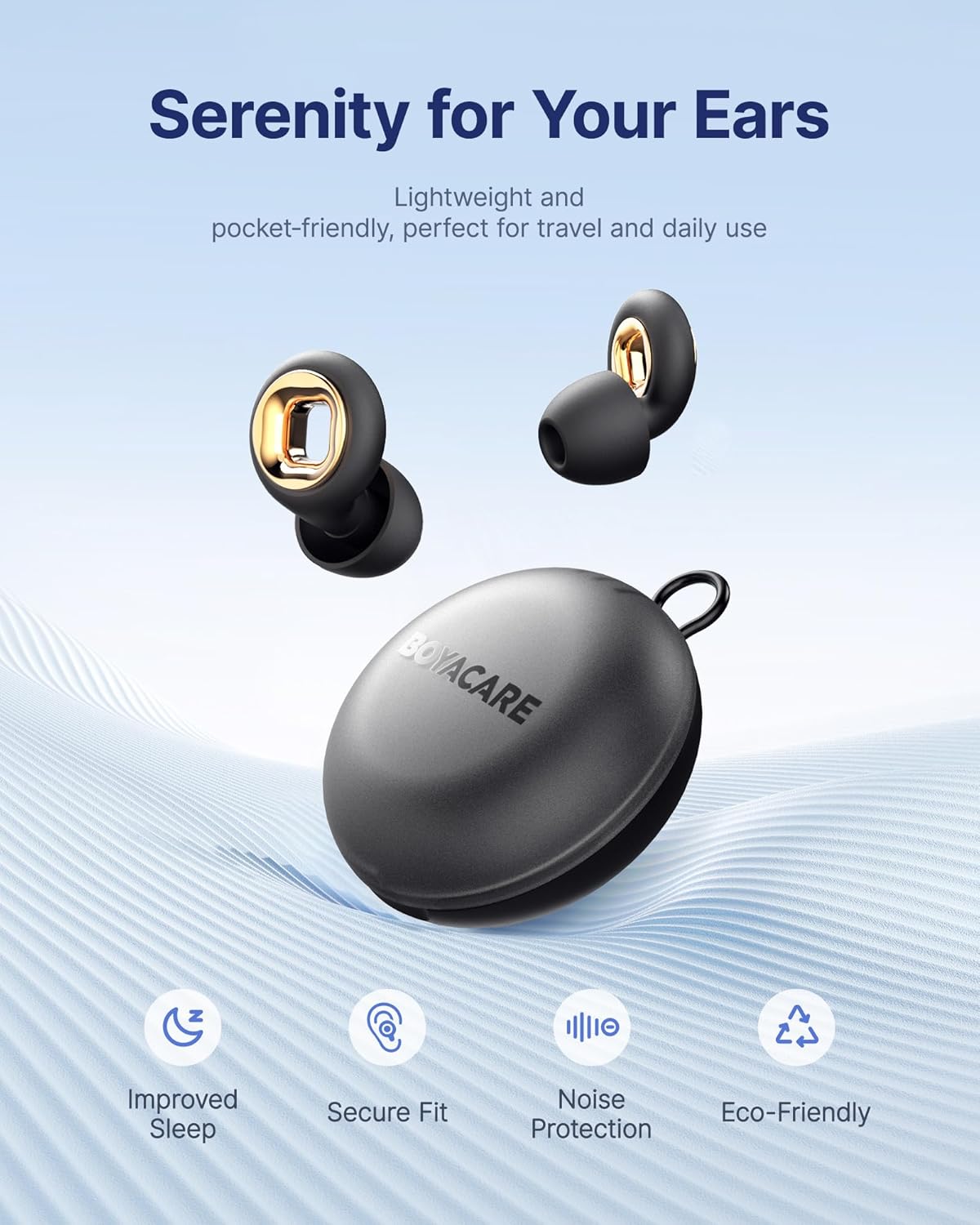 Ear Plugs for Sleeping Noise Cancelling, 45dB Reusable Earplugs for Noise Reduction, Hearing Protection Ear Plugs with 8 Ear Tips, Soft Silicone Earplugs for Sleep, Concerts, Snoring, Study (Black)