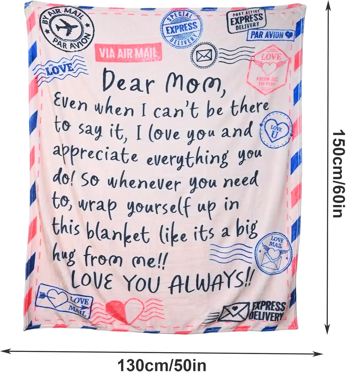 Anxingo 50x60 Inches Cozy Flannel Throw Blanket, Heartfelt Gift for mom Thanksgiving Christmas Birthday Gift, Soft Flannel in Ivory White, Ideal for Mom, Grandma, Wife on Any Special Occasion