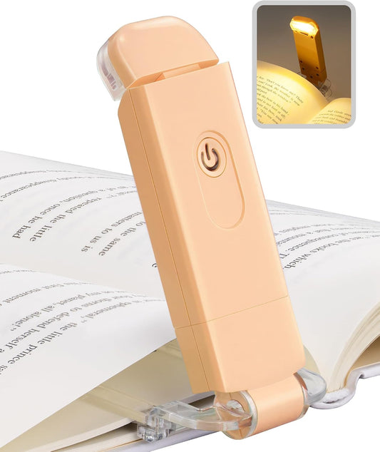DEWENWILS USB Rechargeable Book Reading Light, LED Clip on Booklight Flexible Reading Lights in Bed, Car at Night, Warm White, Brightness Adjustable, Perfect for Bookworms, Kids (Peach Fuzz)