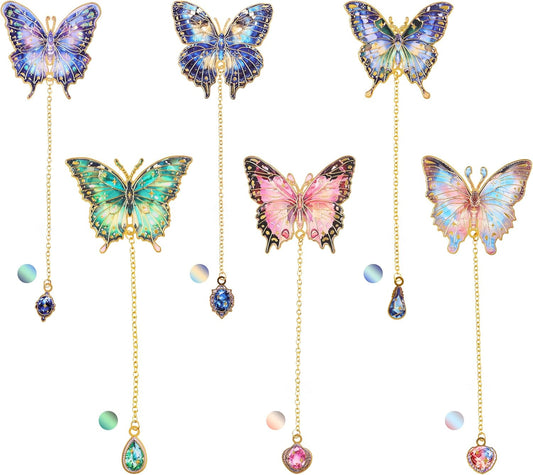 6 Pieces Metal Butterfly Bookmarks with Chain, Golden Hollow Bookmark Monet Oil Painting Theme Book Mark Bookmarks for Book Lovers Women Writers Readers Children Teens