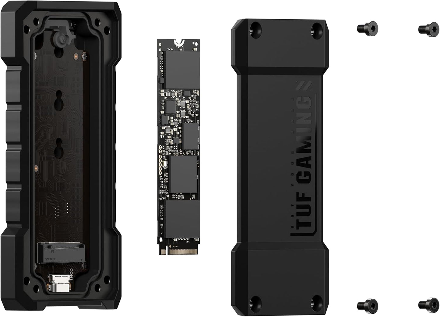 ASUS TUF Gaming A2- USB-C 3.2 Gen 2x2 Portable SSD Enclosure, Dual M.2 NVMe PCIe and SATA, MIL-STD-810H Drop Resistance, IP68 Water and dust Resistance, Aluminum Alloy Chassis and a Thermal pad