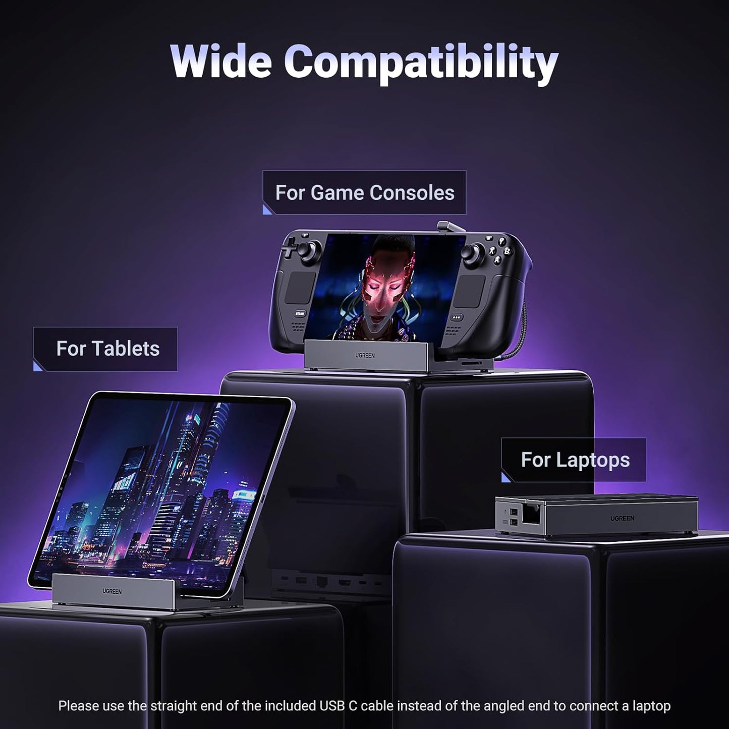 UGREEN Steam Deck Dock 9-in-1 USB C Docking Station Foldable Stand, 4K@60Hz HDMI, Gigabit Ethernet, PD 100W, 10Gbps USB A&C 3.2, TF/SD for Steam Deck, Rog Ally, ROG Xbox Ally, Legion Go