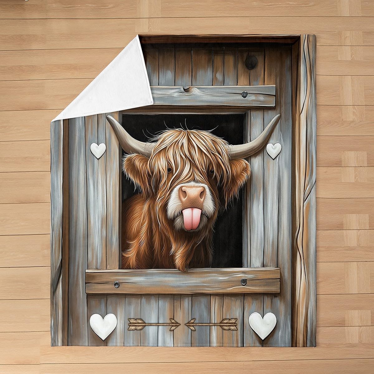 Feelyou Highland Cow Fleece Throw Blanket Farmhouse Cattle Bull Flannel Blanket Plush Fuzzy Western Rustic Farmhouse for Bed Couch Chair Living Room Wildlife 40"x50" Bedroom Decor