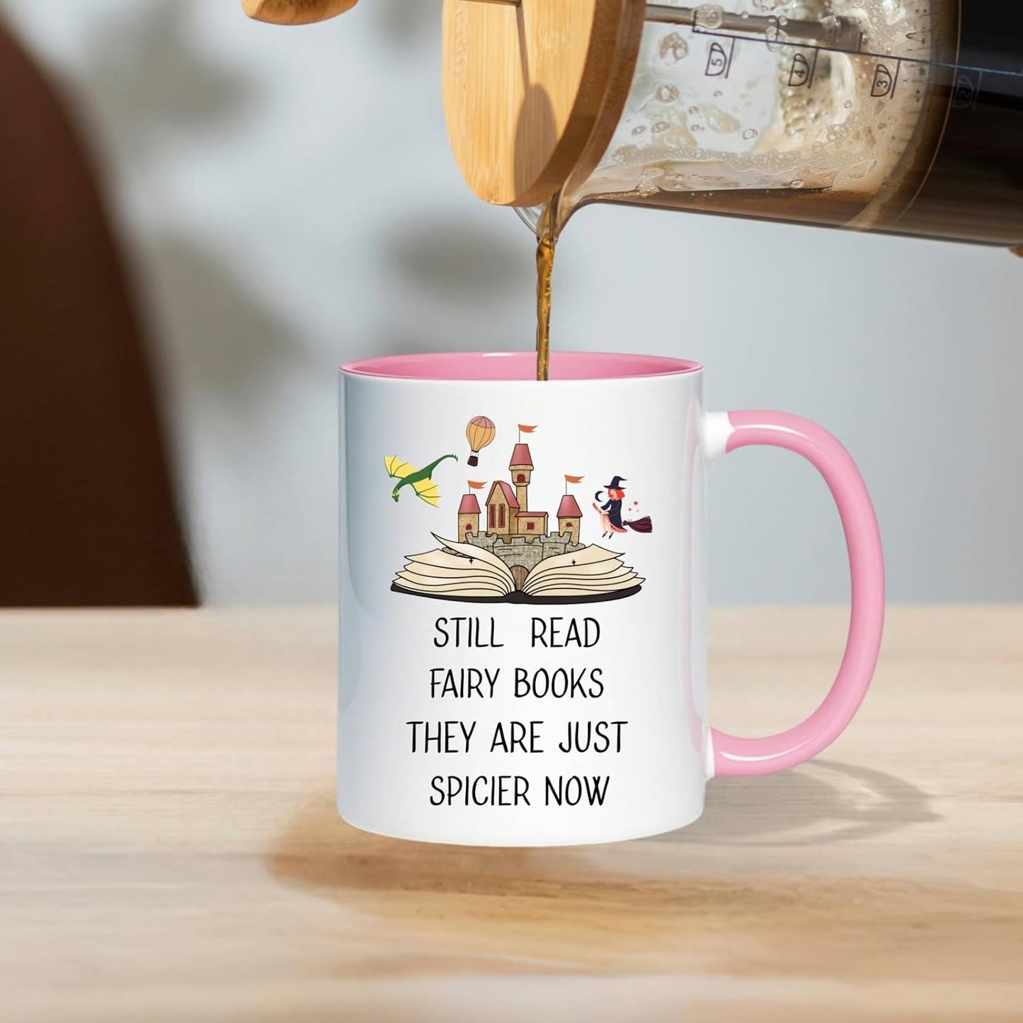 Fairy Spicy Books Lover Coffee Mug, Fantasy Romantic Books Reader Gift Coffee Cup, Reading Mug for Bookish Bookworms Book Club Friends