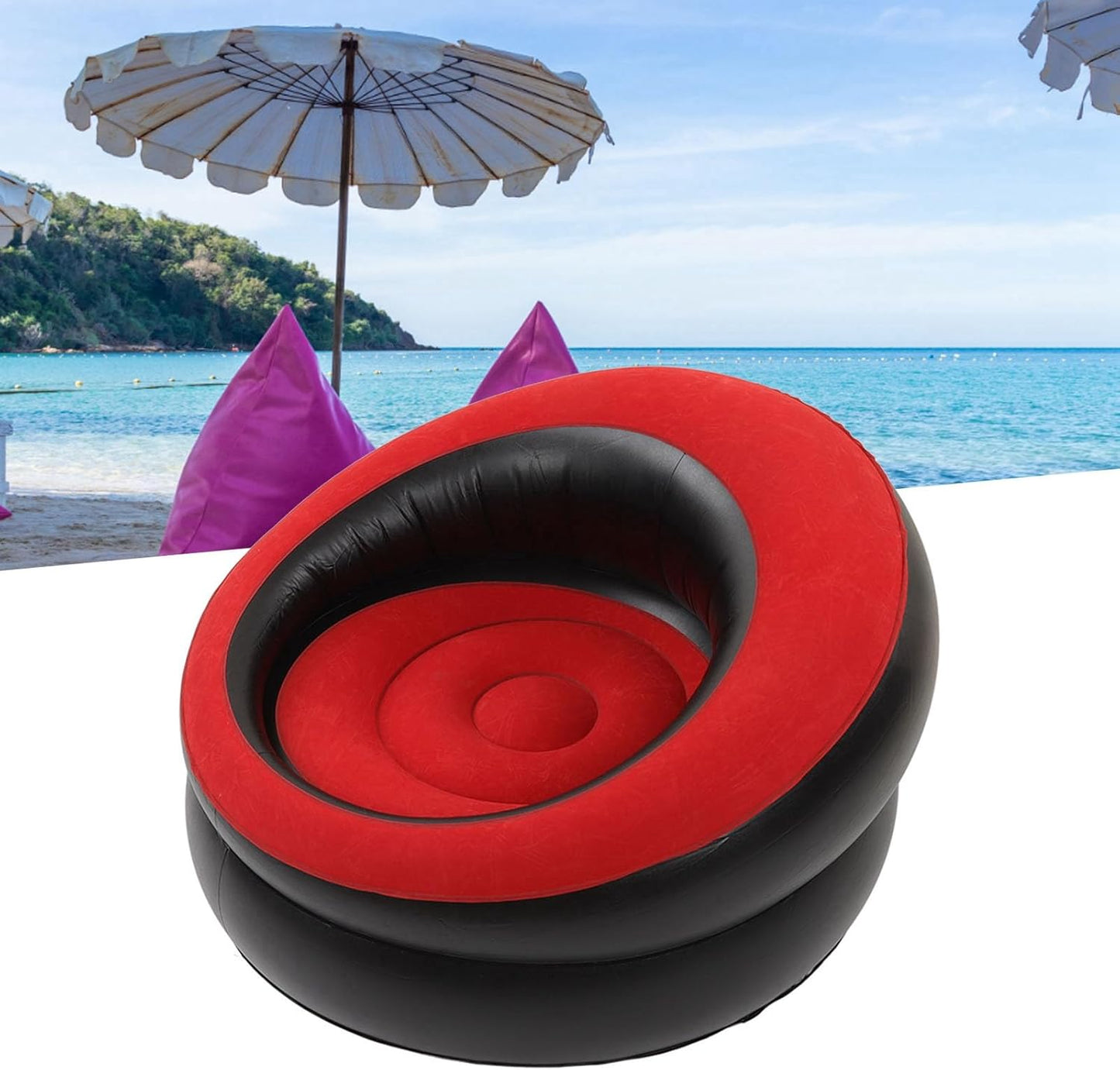 Flocking Air Sofa Blow up Chair for Adults Fast Inflation PVC Inflatable Couch Widely Applicable Lightweight Blow up Chair for Adults for Living Room(Red) Surfing Fins