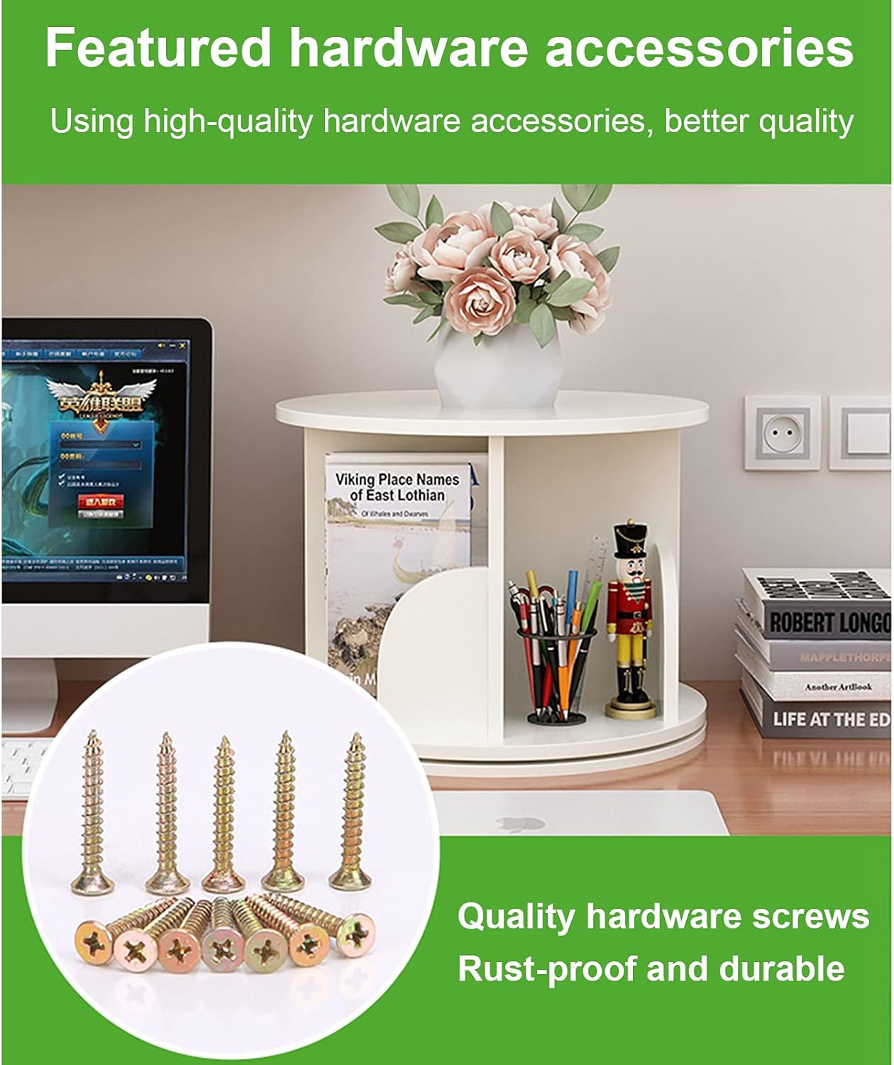360° Rotating Bookshelf Floor Standing Display Shelf Bookcase Home Storage Organizer Shelf Standing Book Rack Multifunctional Bookshelves for Office Living Room Study-Pink 45x35cm(18x14inch) (Yello