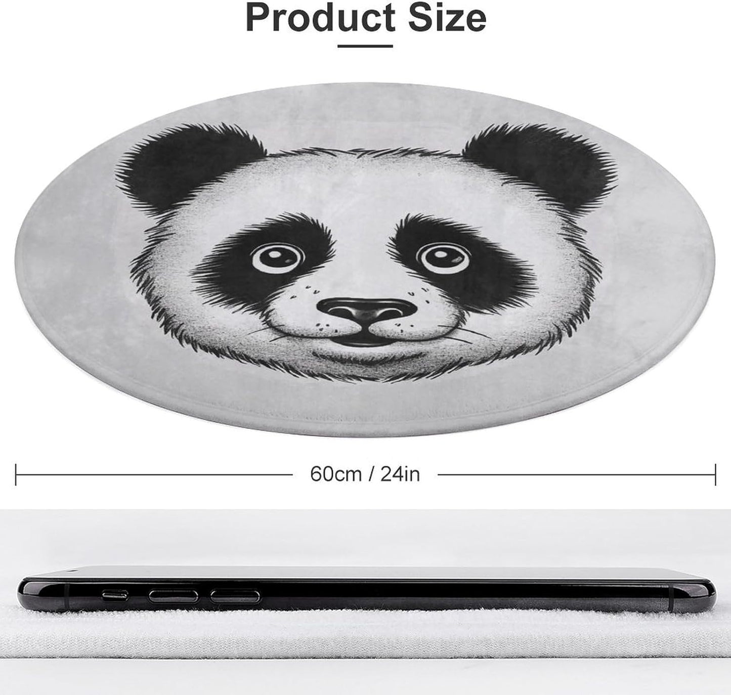 Anime Panda Face Circle Rug Retro Luxury Coral Velvet Floor Mat Non Slip Soft Indoor Floor Carpet Comfy Thickened Area Rugs Modern Aesthetic Minimalist Carpets for Home Decor