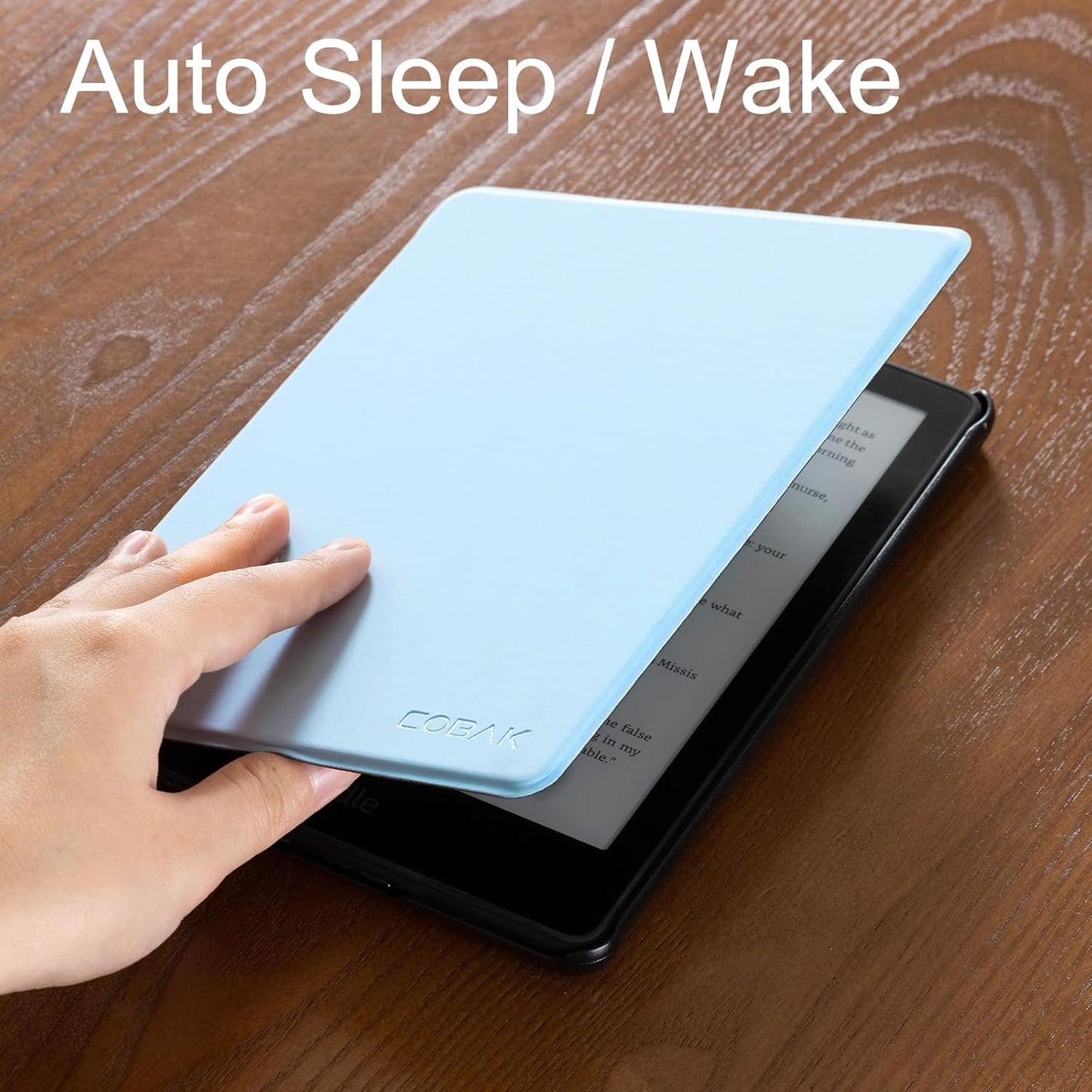 CoBak Case for ereader - All New PU Leather Smart Cover with Auto Sleep Wake Feature for ereader, Light Blue-24-2403131010-T