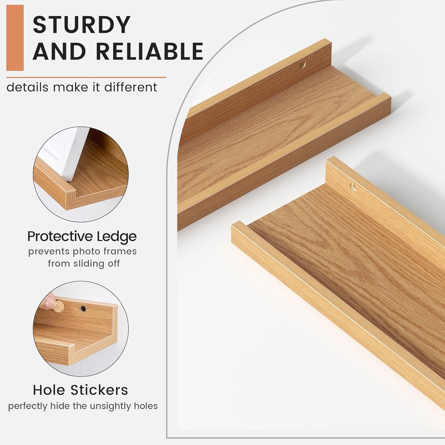 Floating Picture Ledge Shelves Set of 4, 48 Inch Shelves with Lip - Large Nursery Book Shelf for Toys Storage, Kids Bookshelf - Wall Mounted Living Room Bedroom Decor Frames