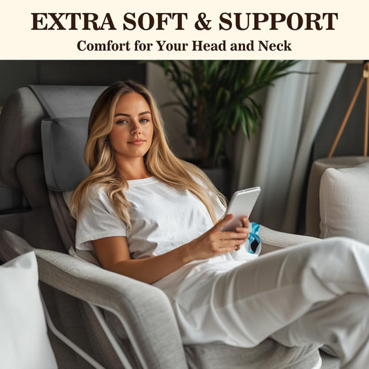 Recliner Headrest Pillow, Adjustable Neck & Head Support Pillow, Soft Velvet Non-Slip Headrest for Recliner, Couch, Chair, Sofa